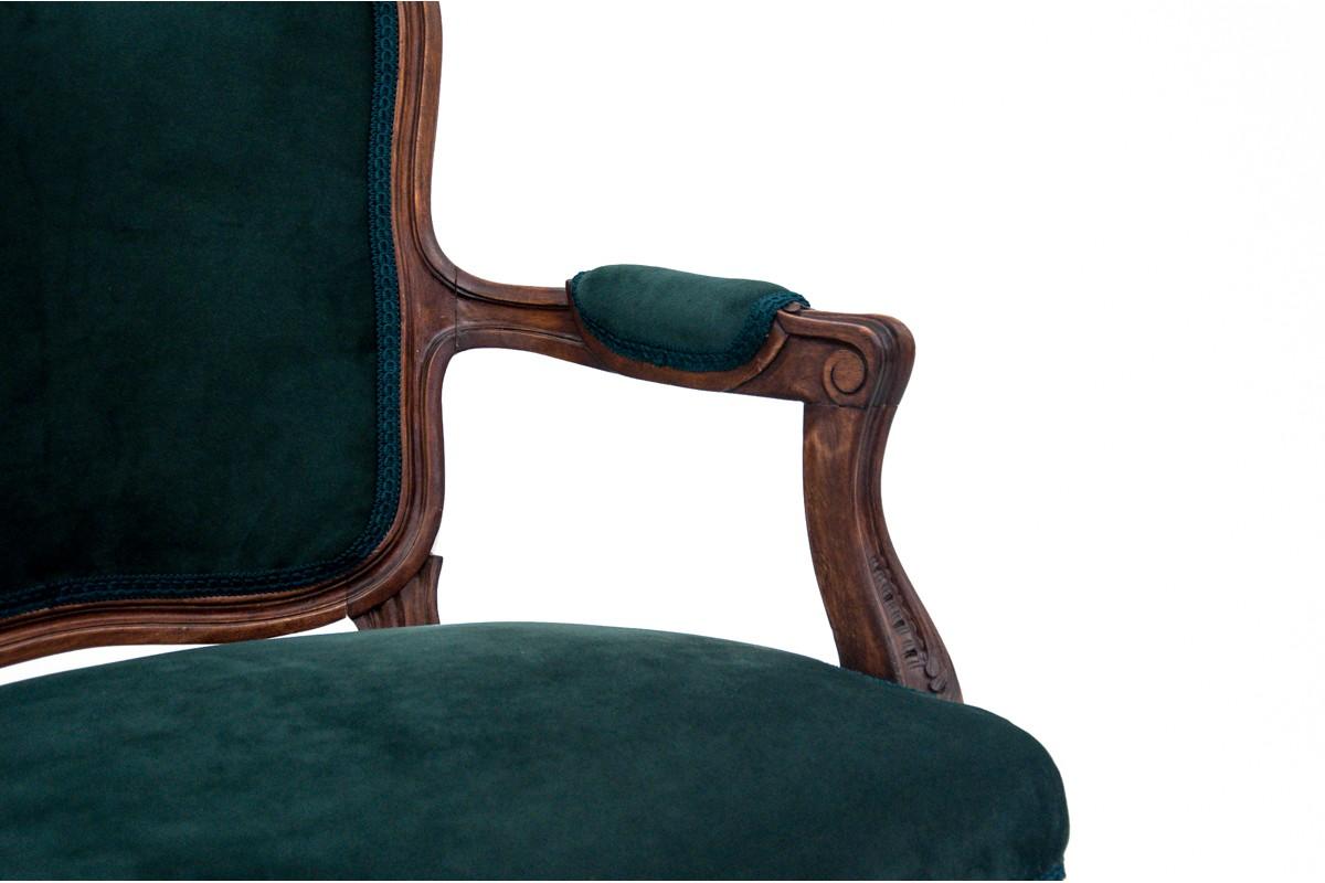 Louis Philippe Antique Armchair in Bottle Green from the Beginning of the 20th Century