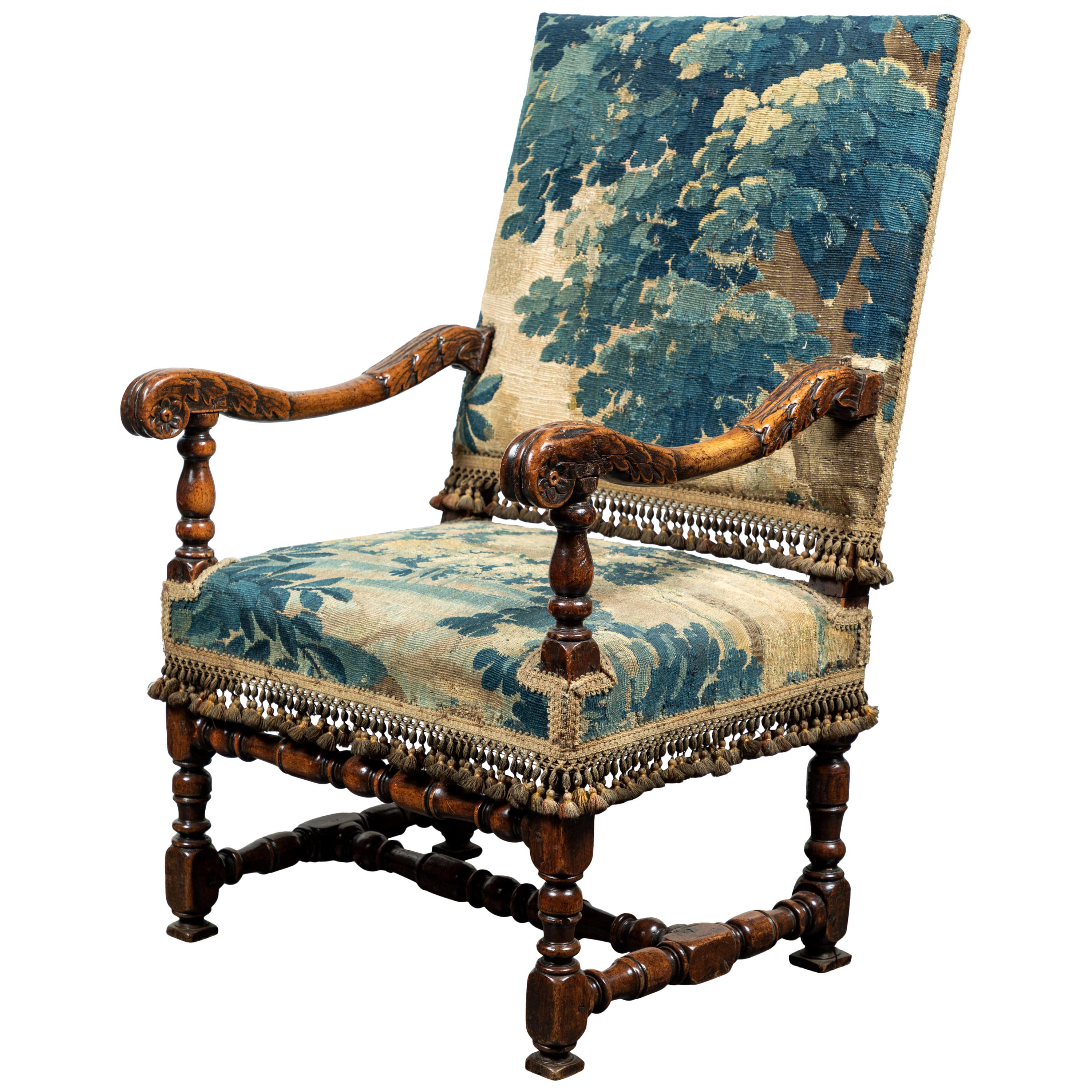Antique Armchair in Period Verdure For Sale
