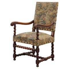 Antique armchair in walnut with tapestry upholstery, UK 17th century