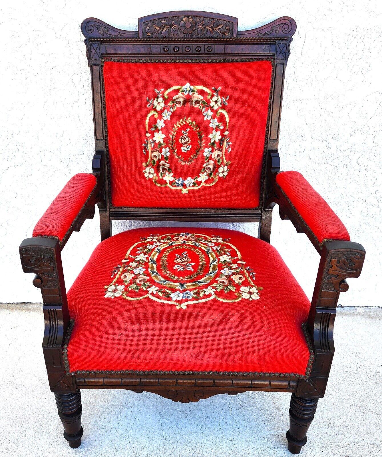 For FULL item description click on CONTINUE READING at the bottom of this page.

Offering One Of Our Recent Palm Beach Estate Fine Furniture Acquisitions Of An 
Antique 1800s Mahogany Armchair Victorian Empire Style with Detailed Carvings and