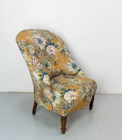 Antique Armchairs Reupholsted Chauffeuse Napoleon III French late 19th Centuty