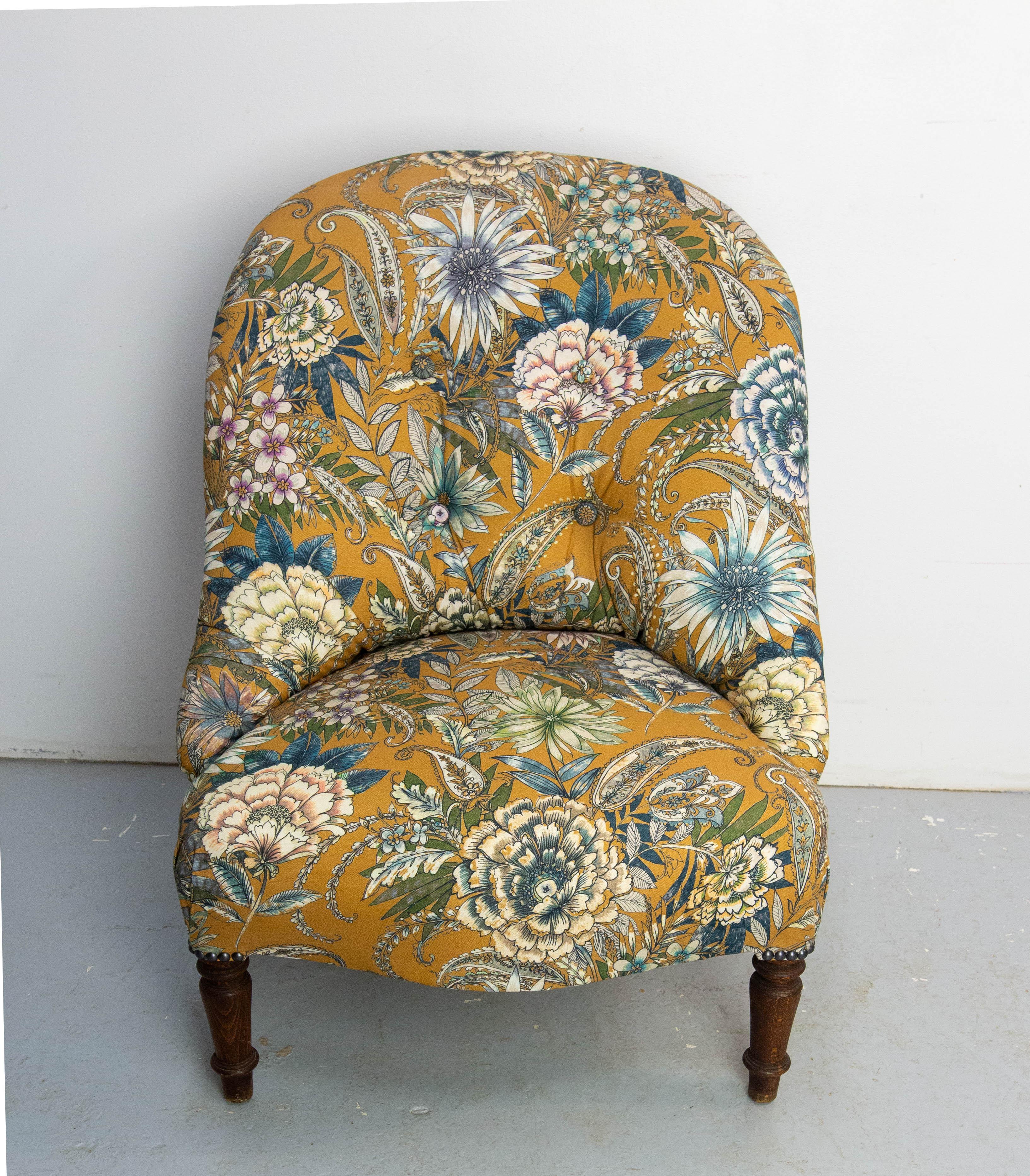 Poltrone antiche ridipinte Chauffeuse Napoleone III francese fine XIX secolo In condizioni buone in vendita a Labrit, Landes