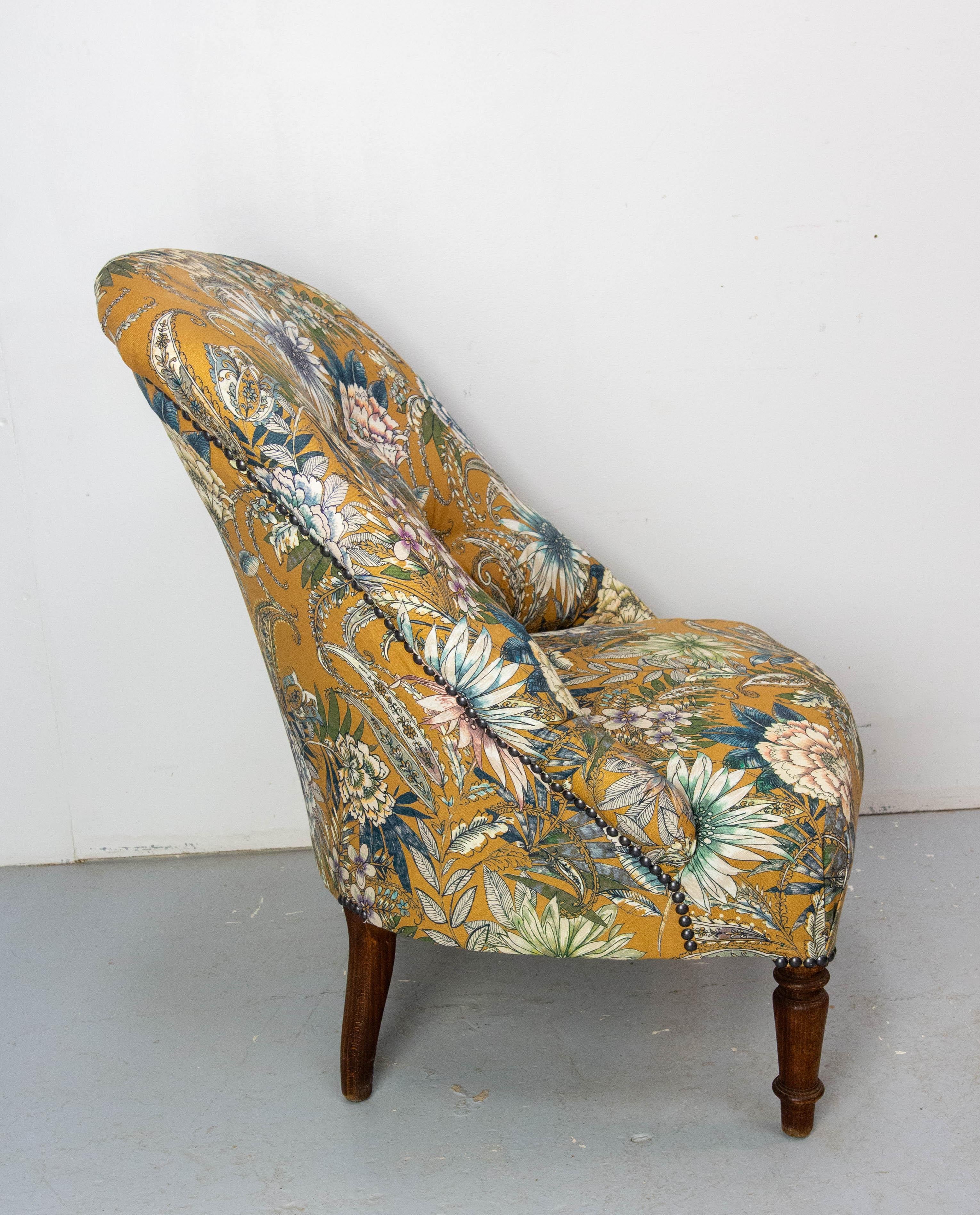 Fine XIX secolo Poltrone antiche ridipinte Chauffeuse Napoleone III francese fine XIX secolo in vendita