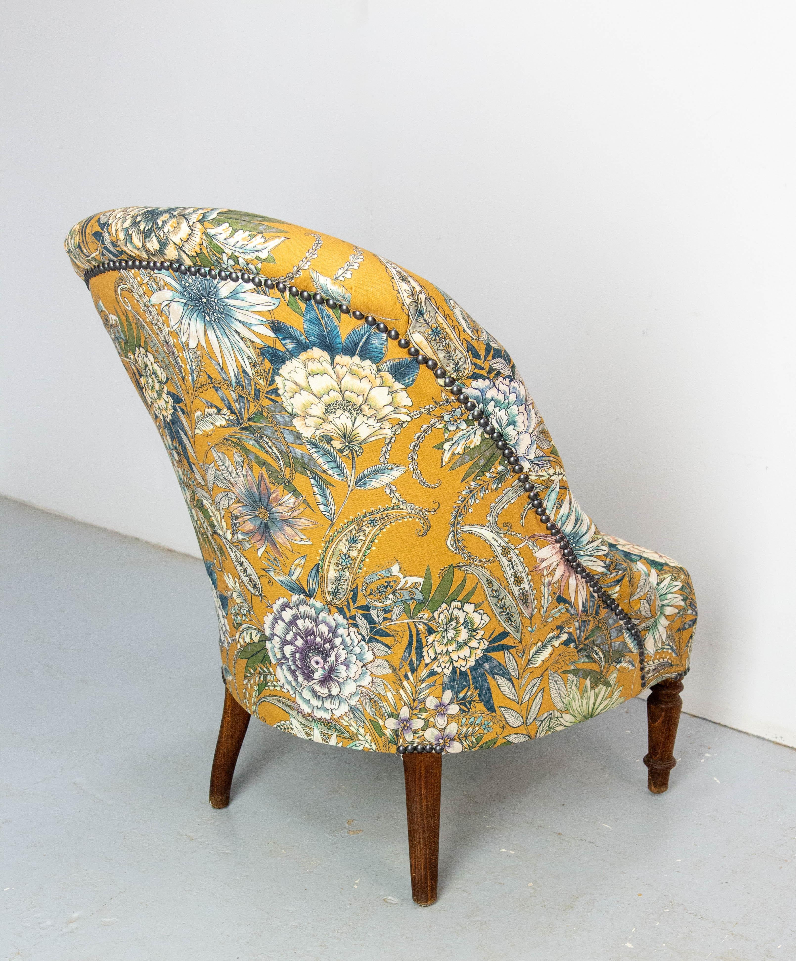 Tappezzeria Poltrone antiche ridipinte Chauffeuse Napoleone III francese fine XIX secolo in vendita