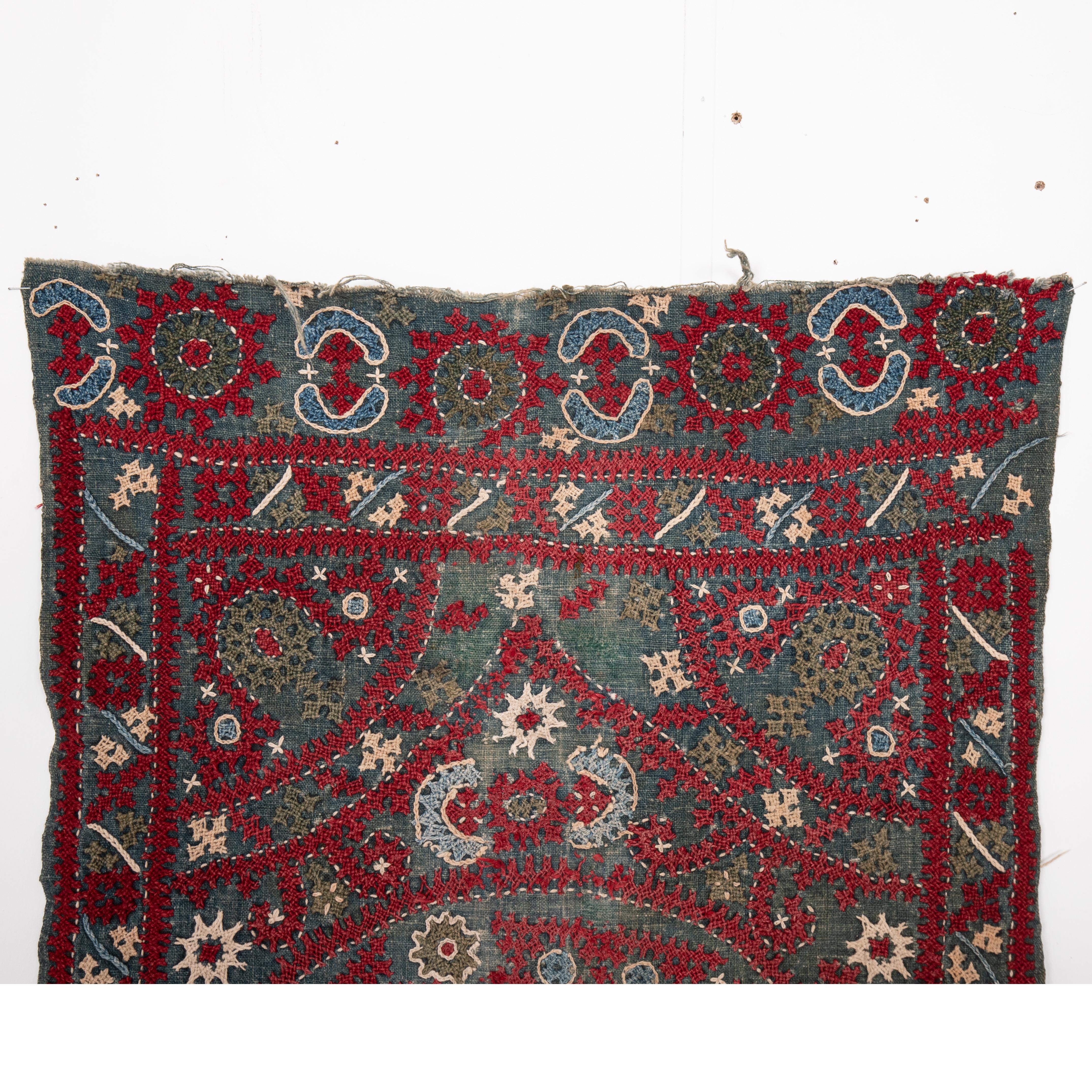 Folk Art Antique Armenian Marash Embroidered Pillow Top For Sale