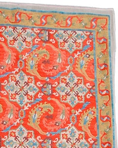 Antique Armenian Silk Embroidery Rug, Late 20th Century