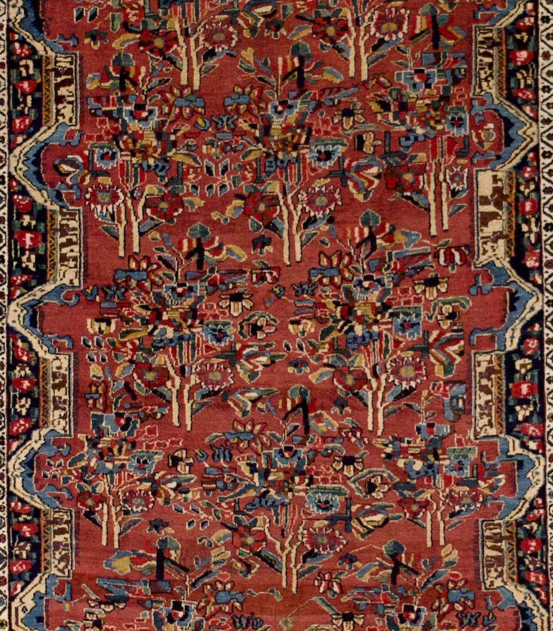 Hand-Knotted Antique Armenian Weave Rug 4'9