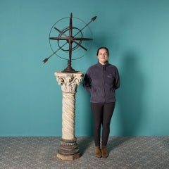 Antique Armillary Sundial on Terracotta Pedestal