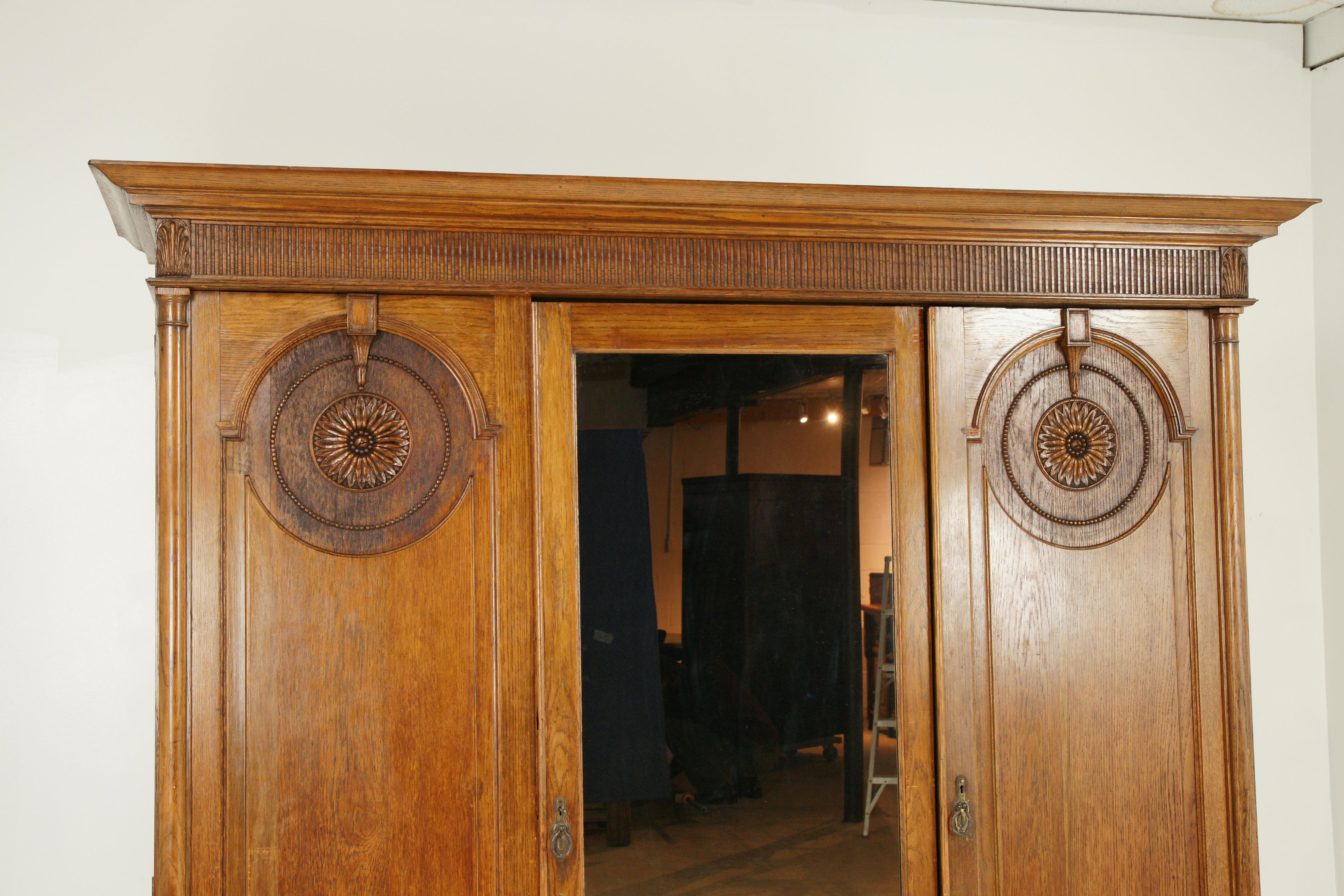 Antique Armoire Compactum Arts And Crafts Three Door Armoire 1900 B1552 At 1stdibs