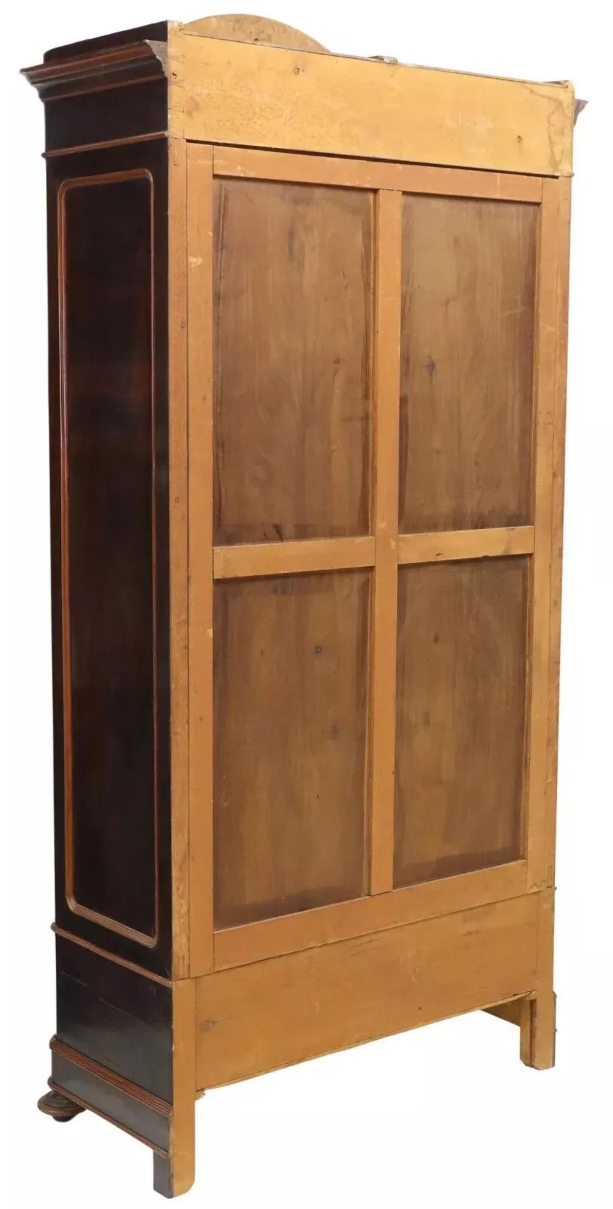 Antique Armoire, Mirrored, Italian, Inlaid Rosewood, 92.75