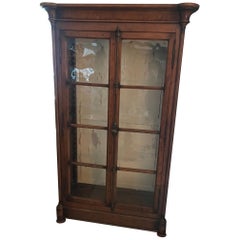 Antique Armoire or Shelving Unit with Rolled Glass Door Panels