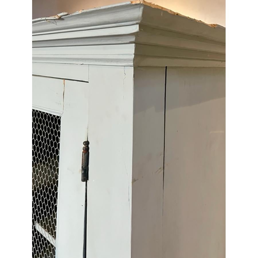 Antique Armoire Painted with Mesh Inserts in Doors, FR-0163 For Sale 5