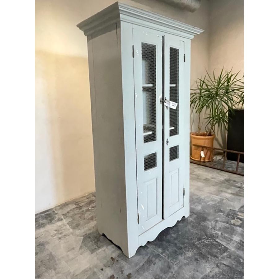 French Provincial Antique Armoire Painted with Mesh Inserts in Doors, FR-0163 For Sale