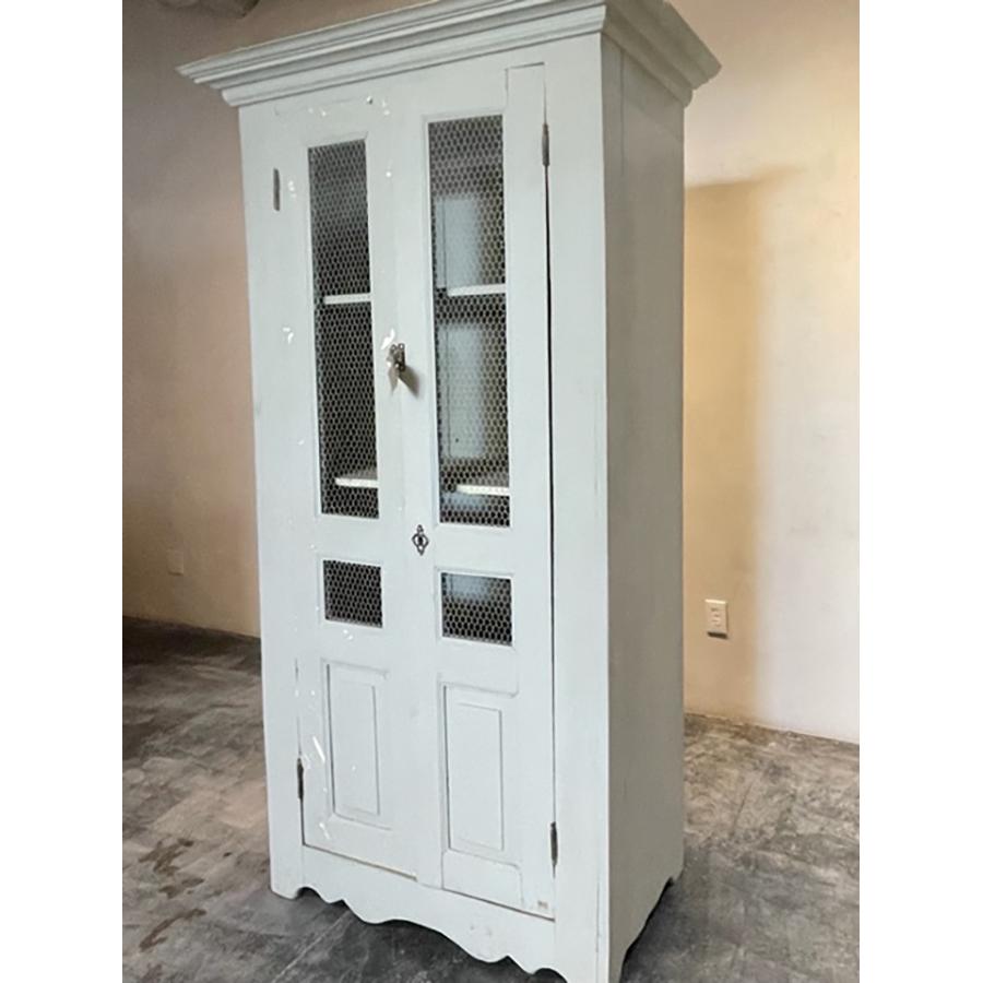 French Antique Armoire Painted with Mesh Inserts in Doors, FR-0163 For Sale