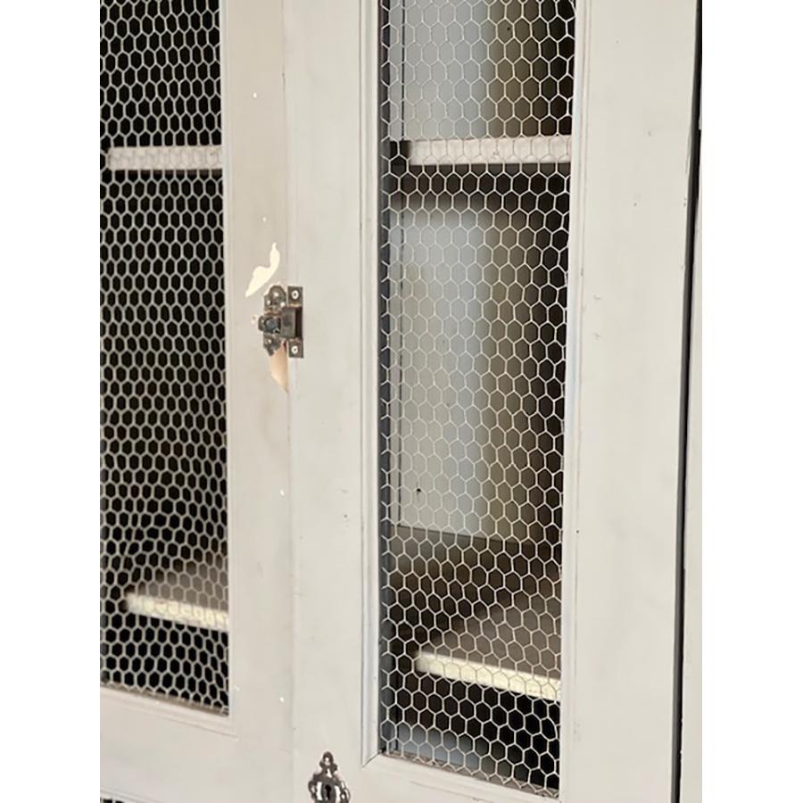 Antique Armoire Painted with Mesh Inserts in Doors, FR-0163 In Distressed Condition For Sale In Scottsdale, AZ