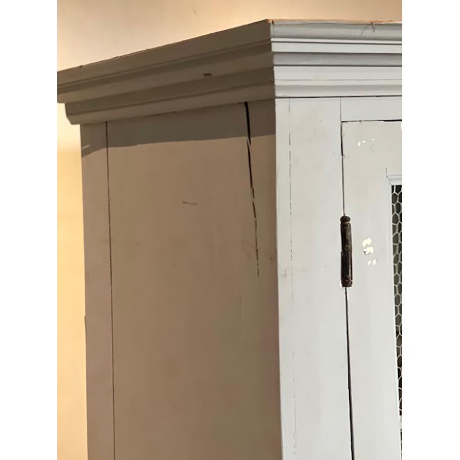 Antique Armoire Painted with Mesh Inserts in Doors, FR-0163 For Sale 1