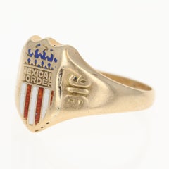 Antique Army Ring, 14 Karat Gold 1916 Mexican Border War US Military Shield