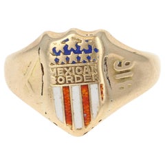 Antique Army Ring, 14 Karat Gold 1916 Mexican Border War US Military Shield