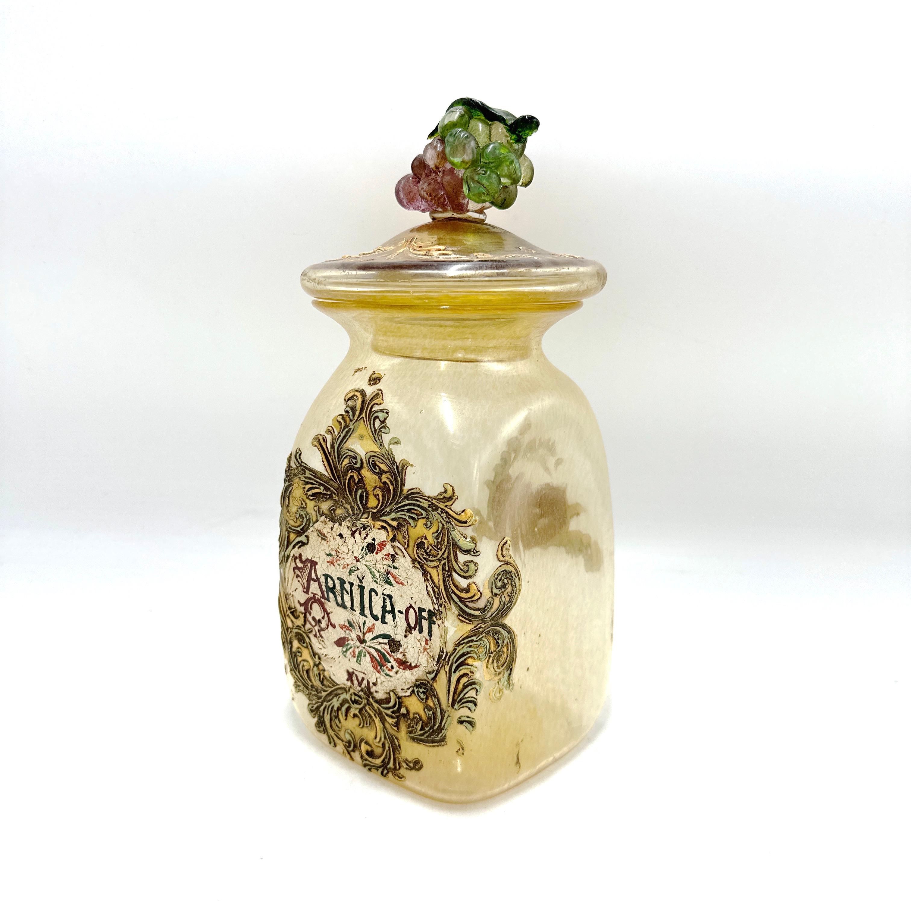 Antiguo Bote de farmacia italiano de cristal de Murano 