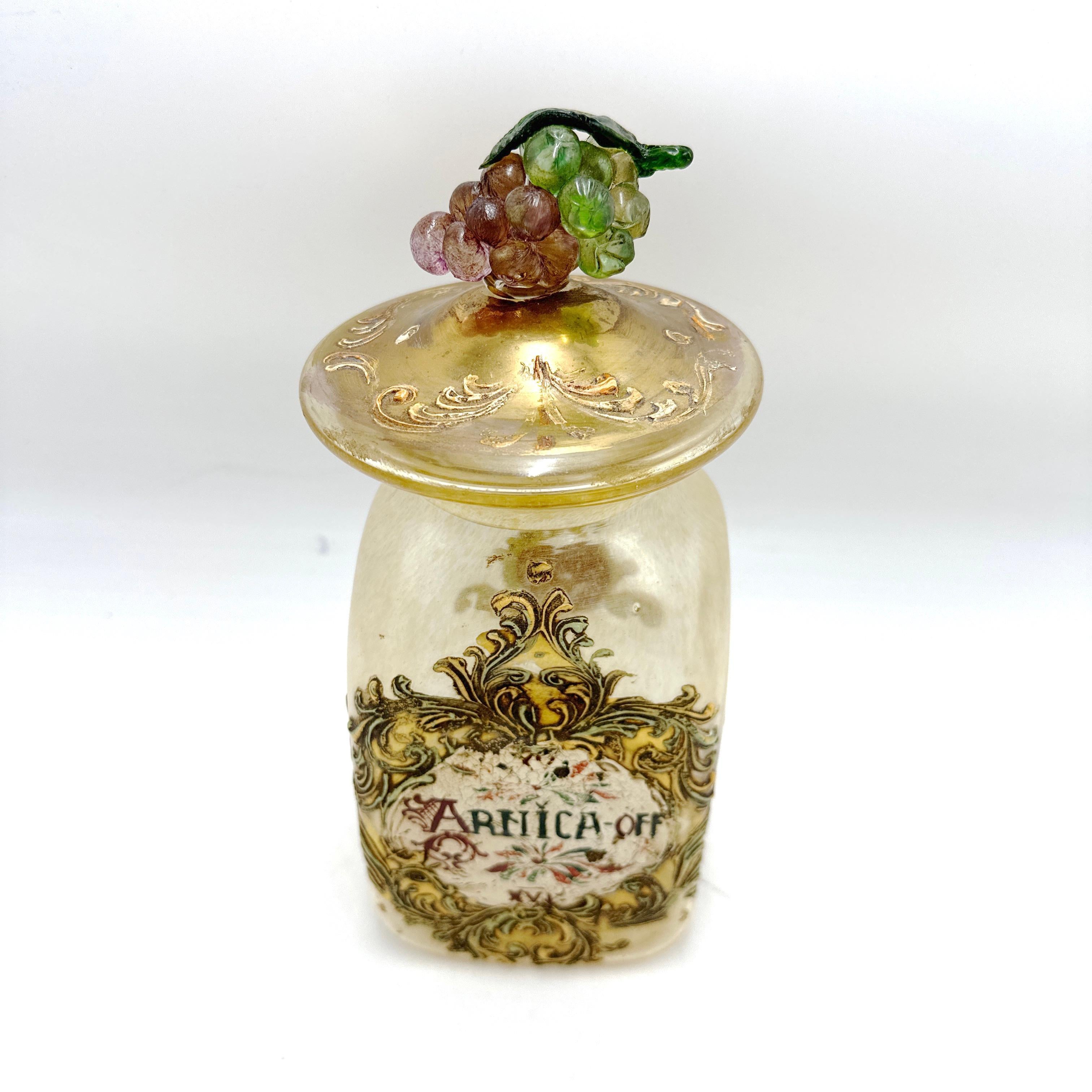 Antiguo Bote de farmacia italiano de cristal de Murano 