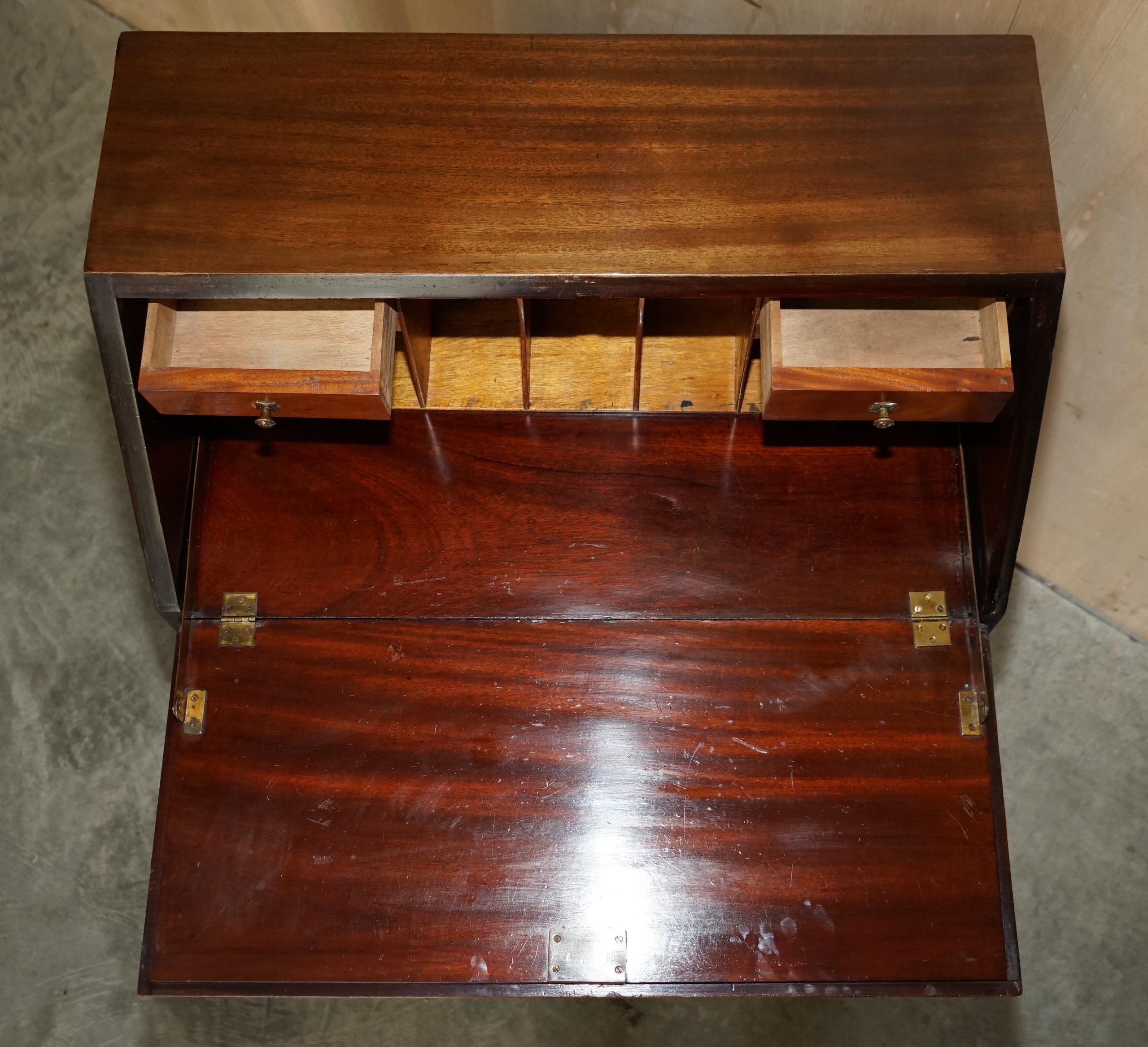 Antique Arnold Bros Hardwood Chippendale Drop Front Bureau Desk Lovely Timber For Sale 10