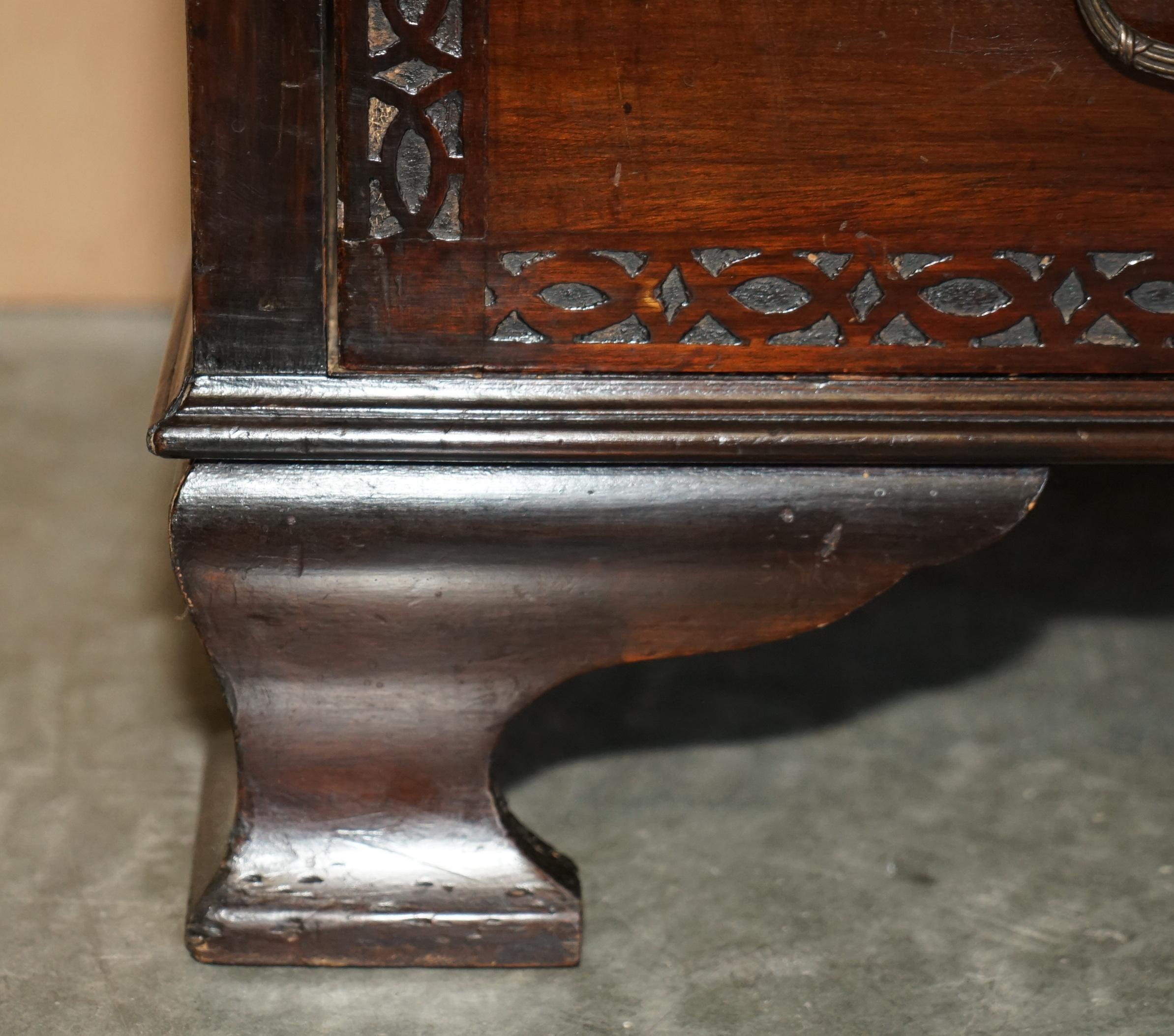 Late Victorian Antique Arnold Bros Hardwood Chippendale Drop Front Bureau Desk Lovely Timber For Sale
