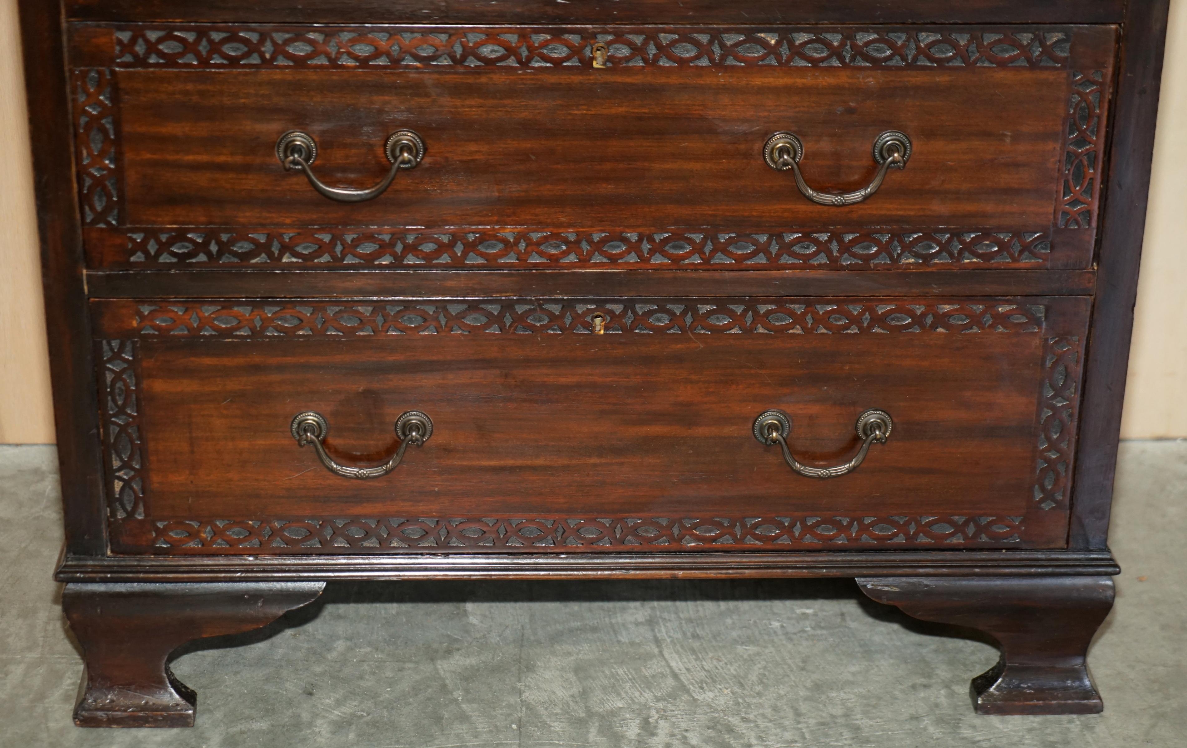 Antiker antiker Arnold Bros Hartholz Chippendale-Schreibtisch aus schönem Holz im Angebot 3