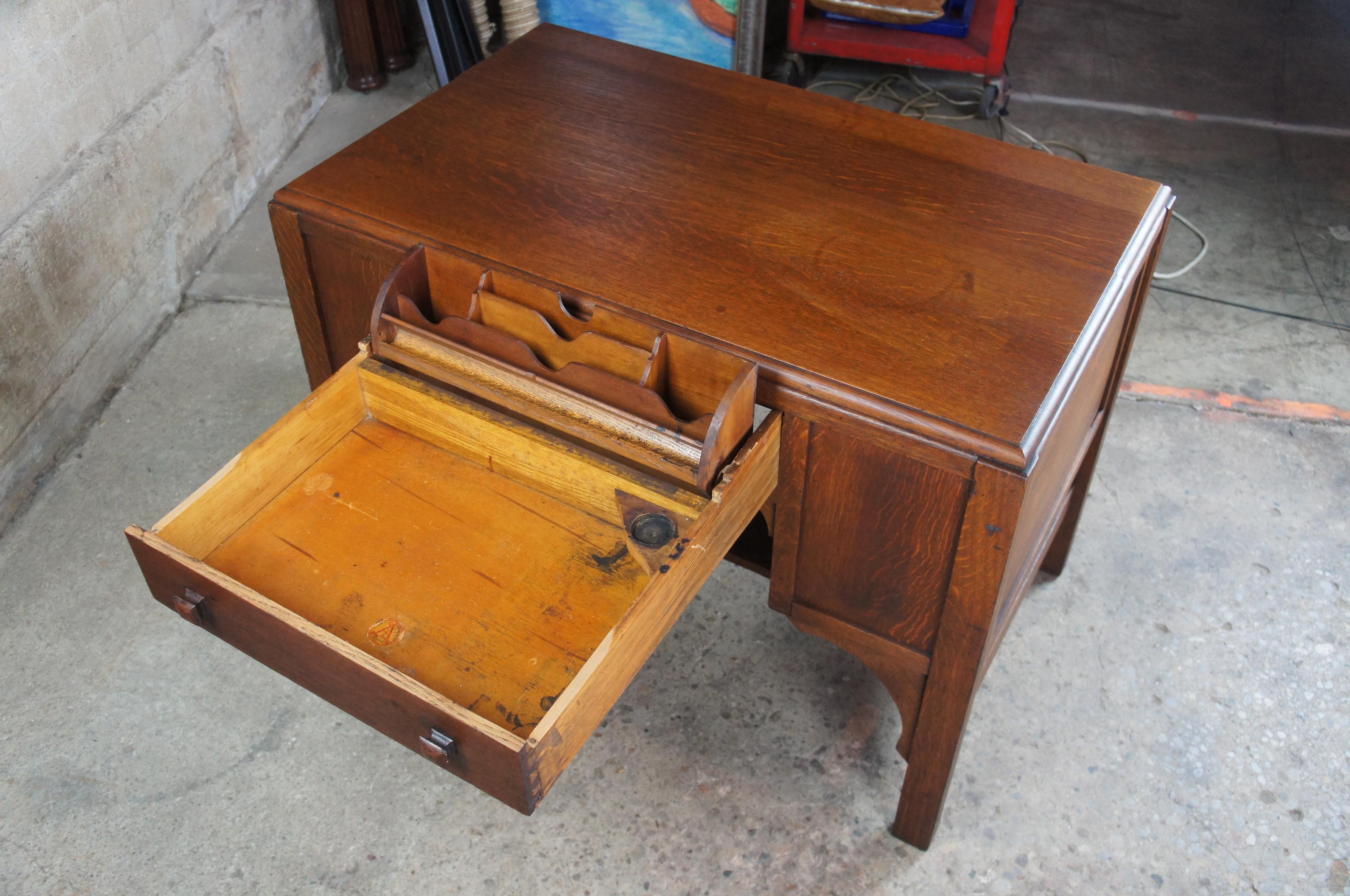 Antique Arnold Library Table by Auglaize Furniture Co Mission Oak Bookcase Desk 6