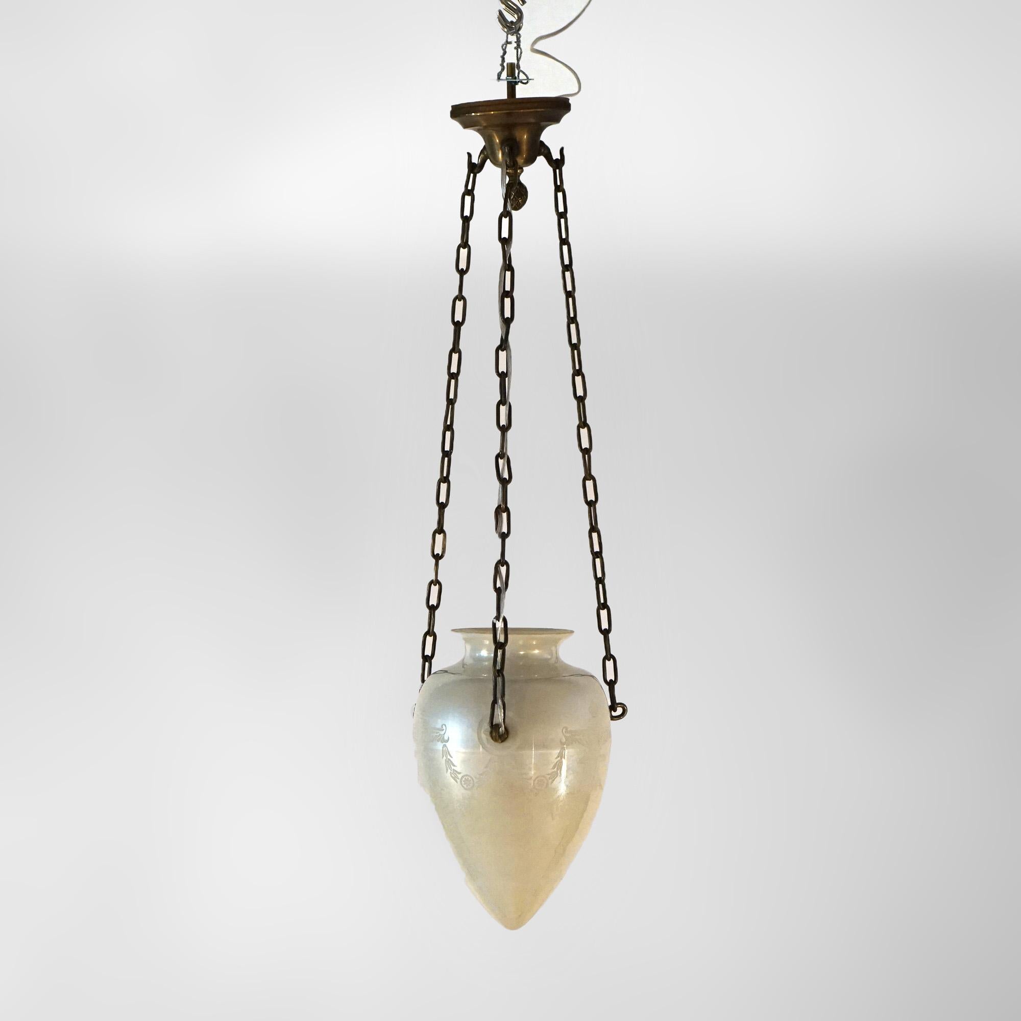 Antique ARs & Crafts Steuben Classical Calcite Art Glass Pendant Light C1920 5