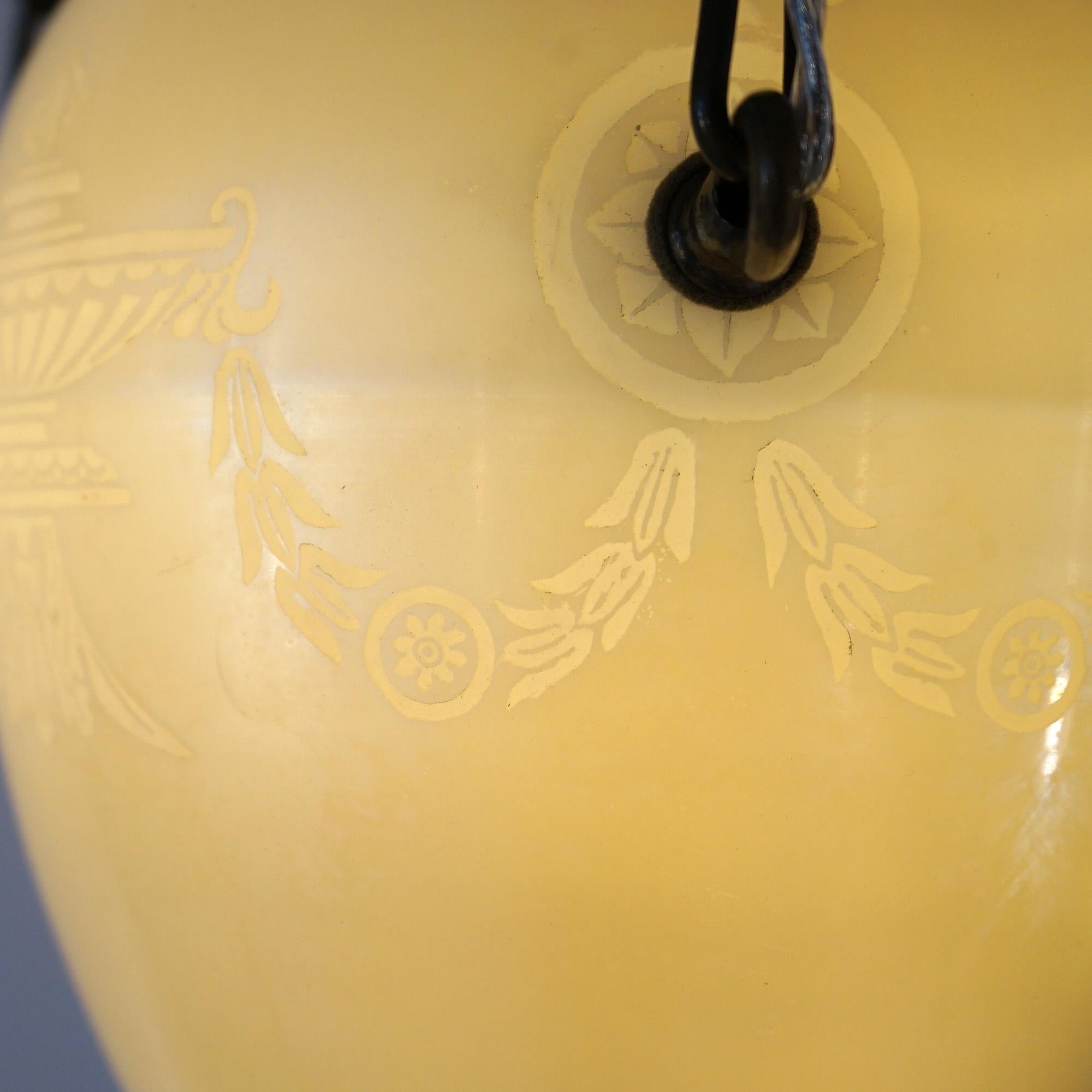 20th Century Antique ARs & Crafts Steuben Classical Calcite Art Glass Pendant Light C1920