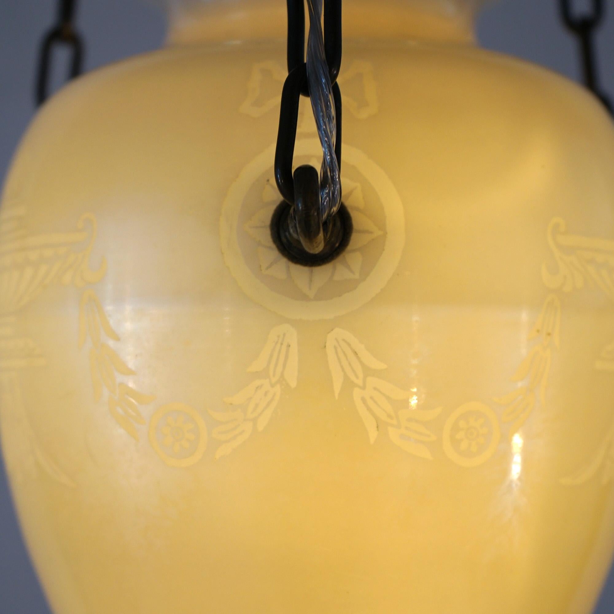 Antique ARs & Crafts Steuben Classical Calcite Art Glass Pendant Light C1920 1