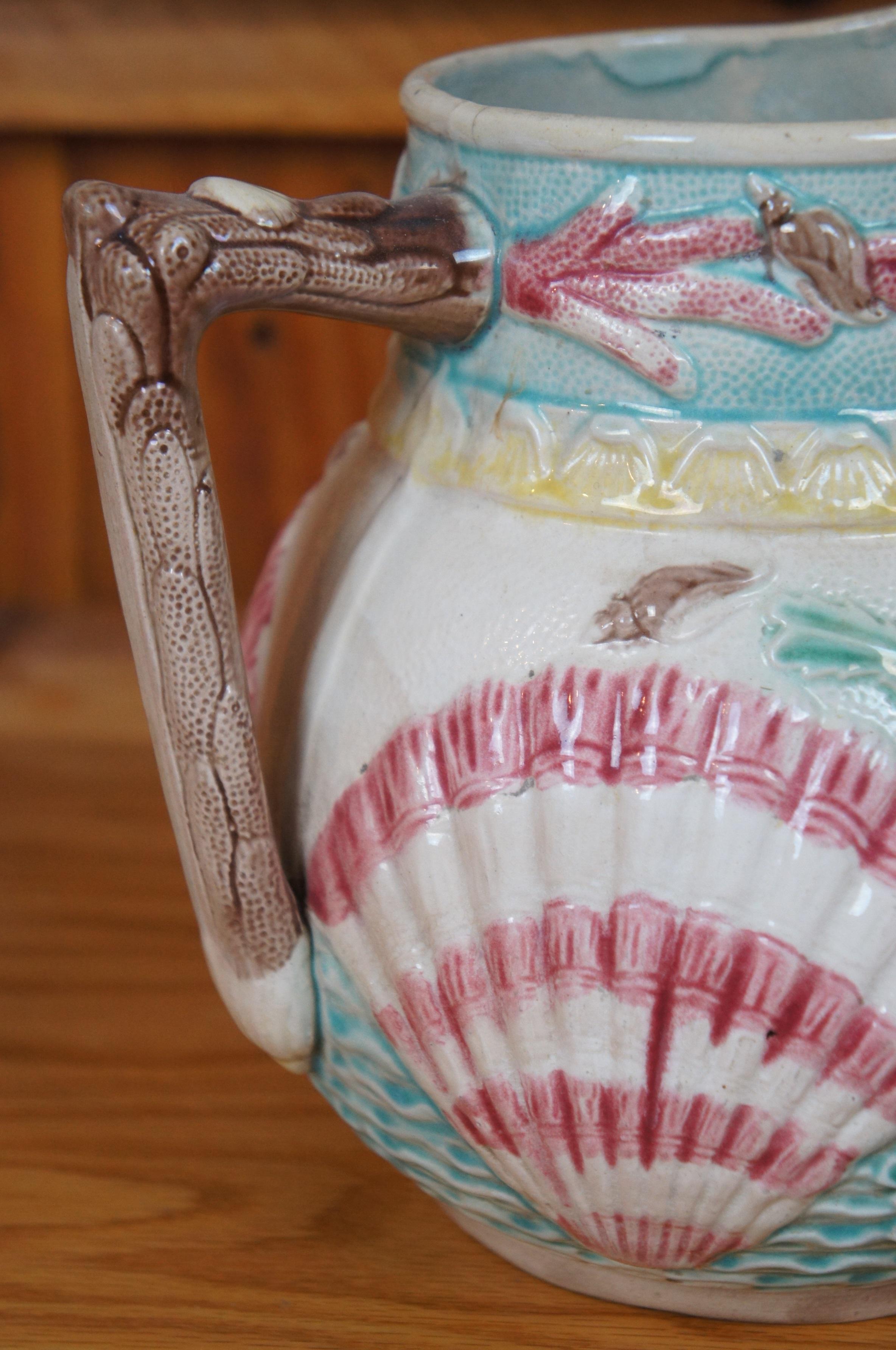 Antike Arsenal Wardle Majolica nautischen Ozean Korallen Muschel Meer Krug 8