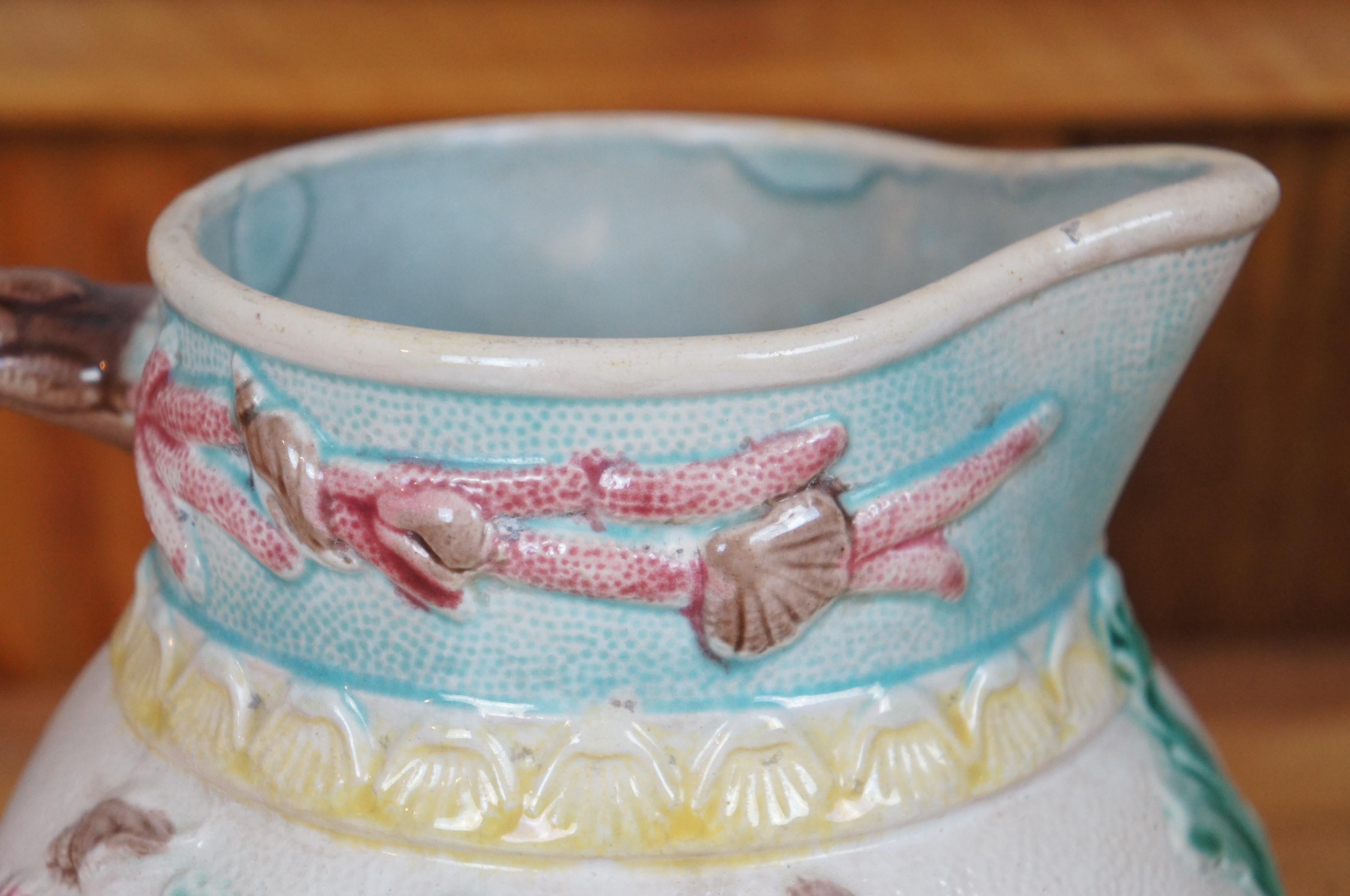 Antike Arsenal Wardle Majolica nautischen Ozean Korallen Muschel Meer Krug 8