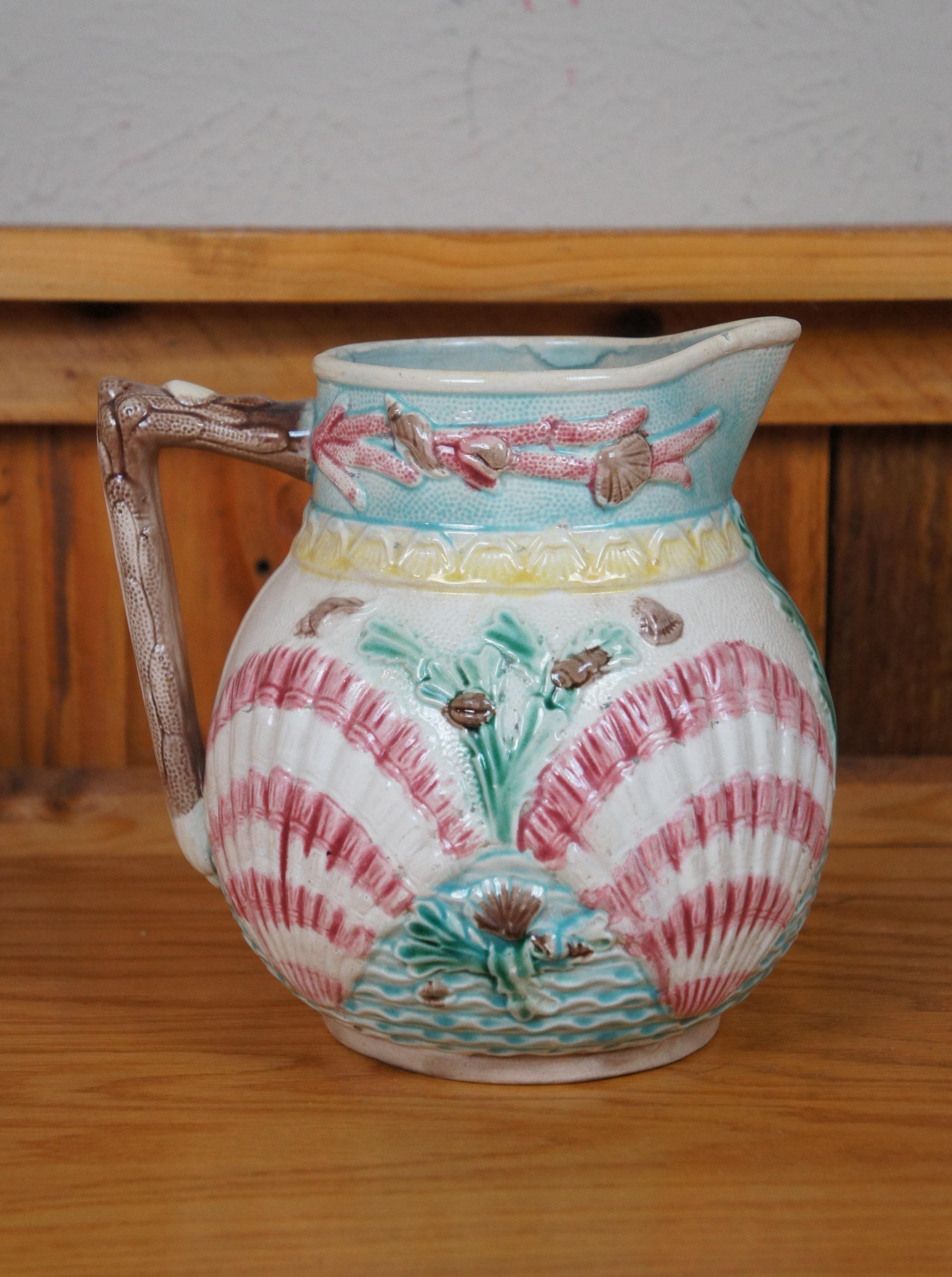 Antike Arsenal Wardle Majolica nautischen Ozean Korallen Muschel Meer Krug 8