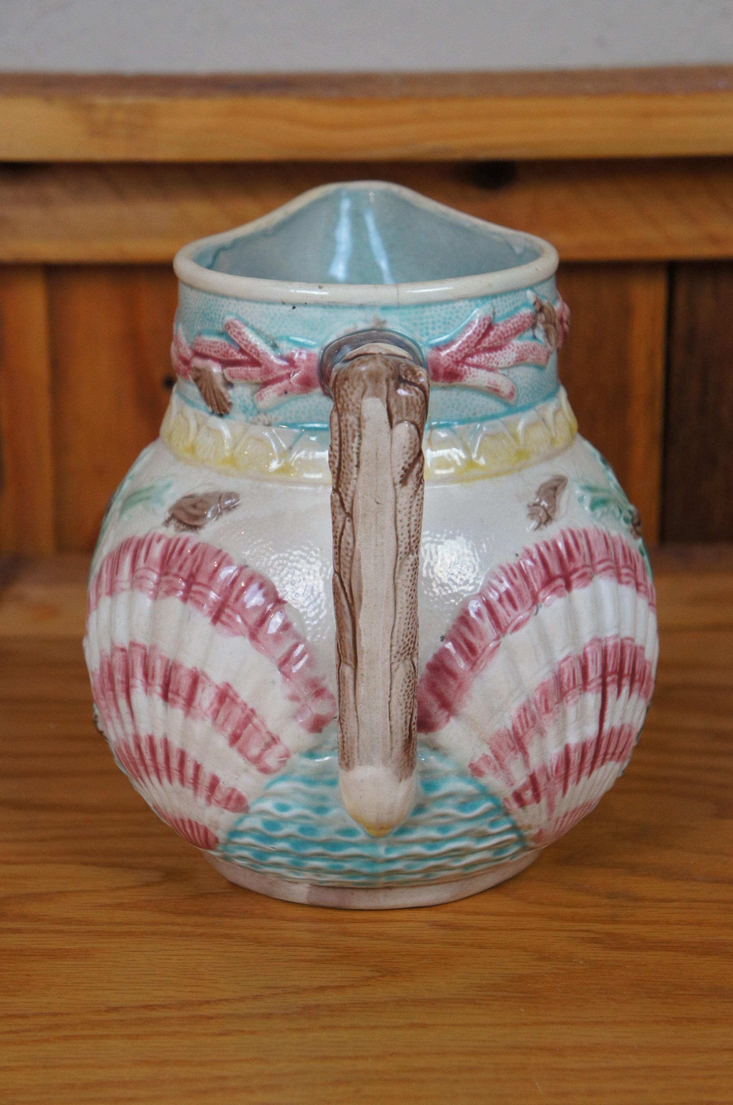 Antike Arsenal Wardle Majolica nautischen Ozean Korallen Muschel Meer Krug 8