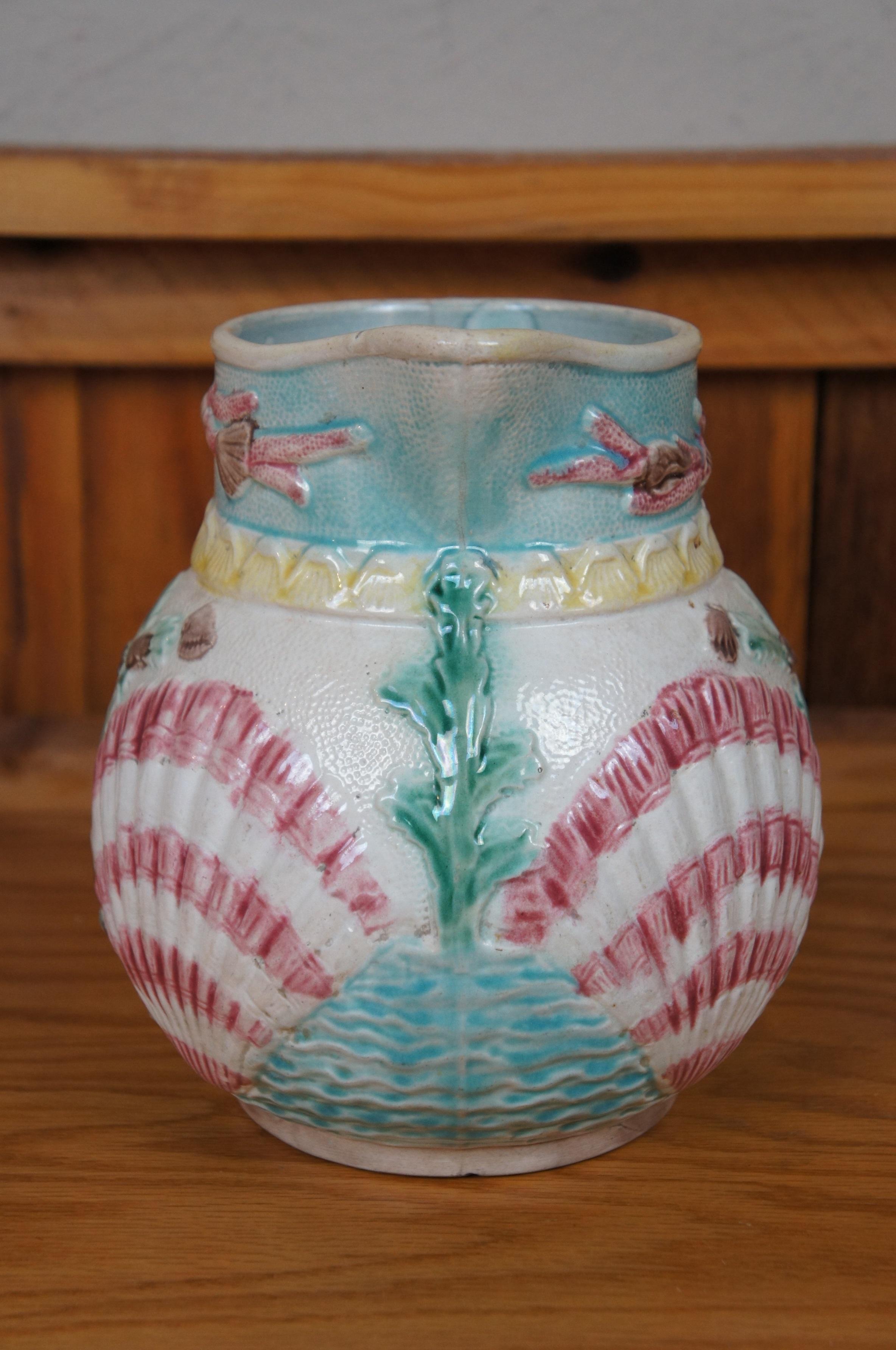Antike Arsenal Wardle Majolica nautischen Ozean Korallen Muschel Meer Krug 8
