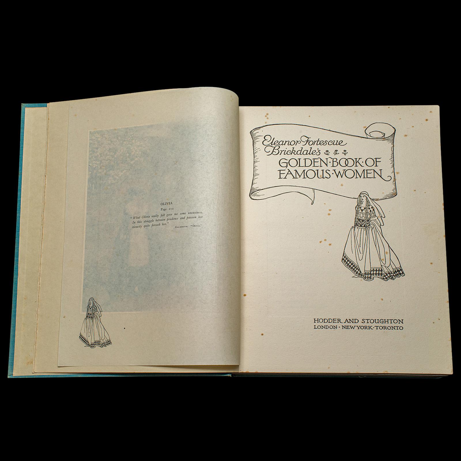 British Antique Art Book Golden Book of Famous Women, English, Eleanor F Brickdale, 1919 For Sale