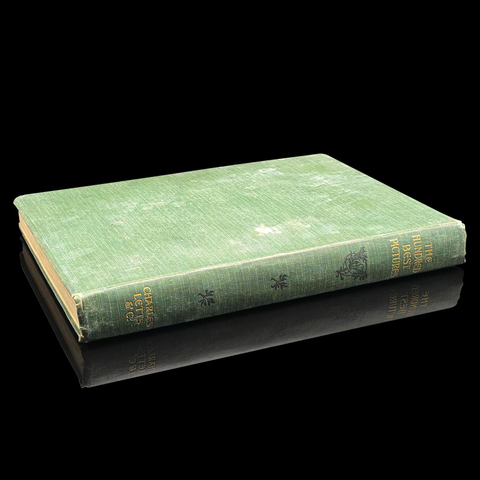 Il s'agit d'un exemplaire ancien de The Hundred Best Pictures de C.I.C., un superbe ouvrage de référence sur l'art datant d'environ 1902. Élégamment relié et présenté dans l'ordre original et intact, ce volume de collection offre 100 reproductions