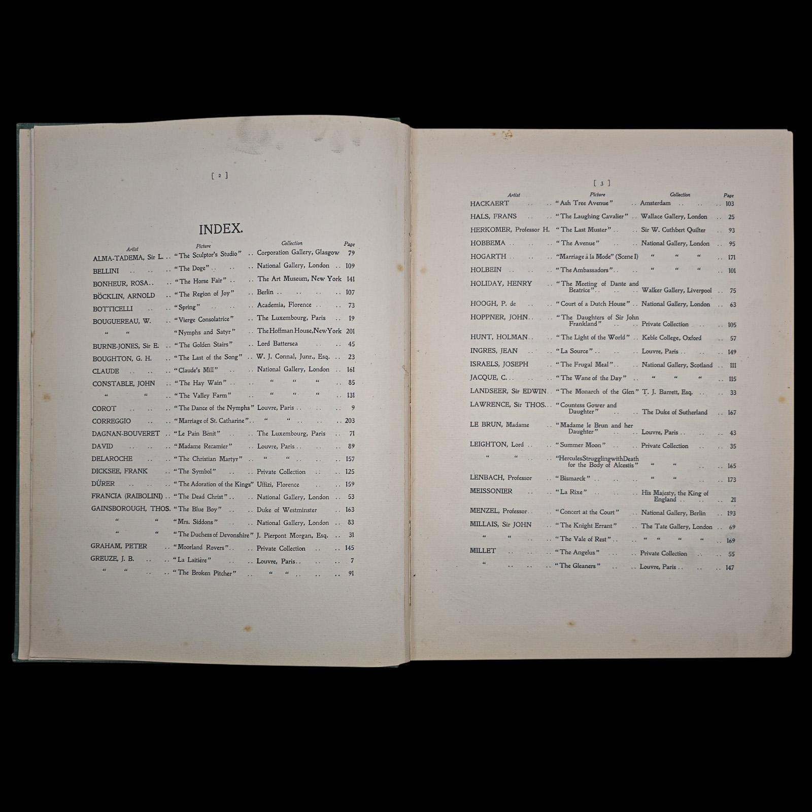 Livre d'art ancien, The Hundred Best Pictures, couverture rigide, illustré, édouardien Bon état - En vente à Hele, Devon, GB