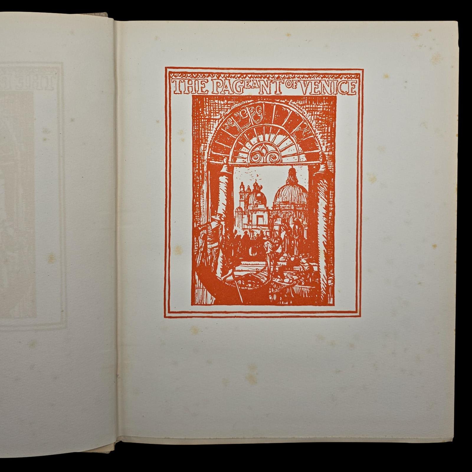 Édouardien Livre d'art ancien, The Pageant of Venice, Hutton & Brangwyn, Illustrated, C.C. 1920 en vente