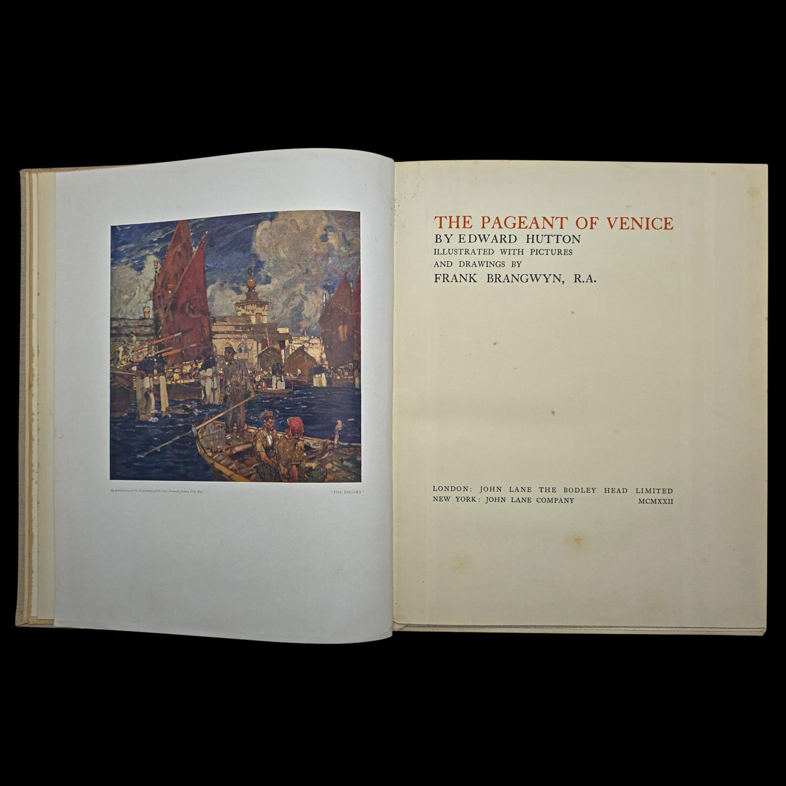 Britannique Livre d'art ancien, The Pageant of Venice, Hutton & Brangwyn, Illustrated, C.C. 1920 en vente