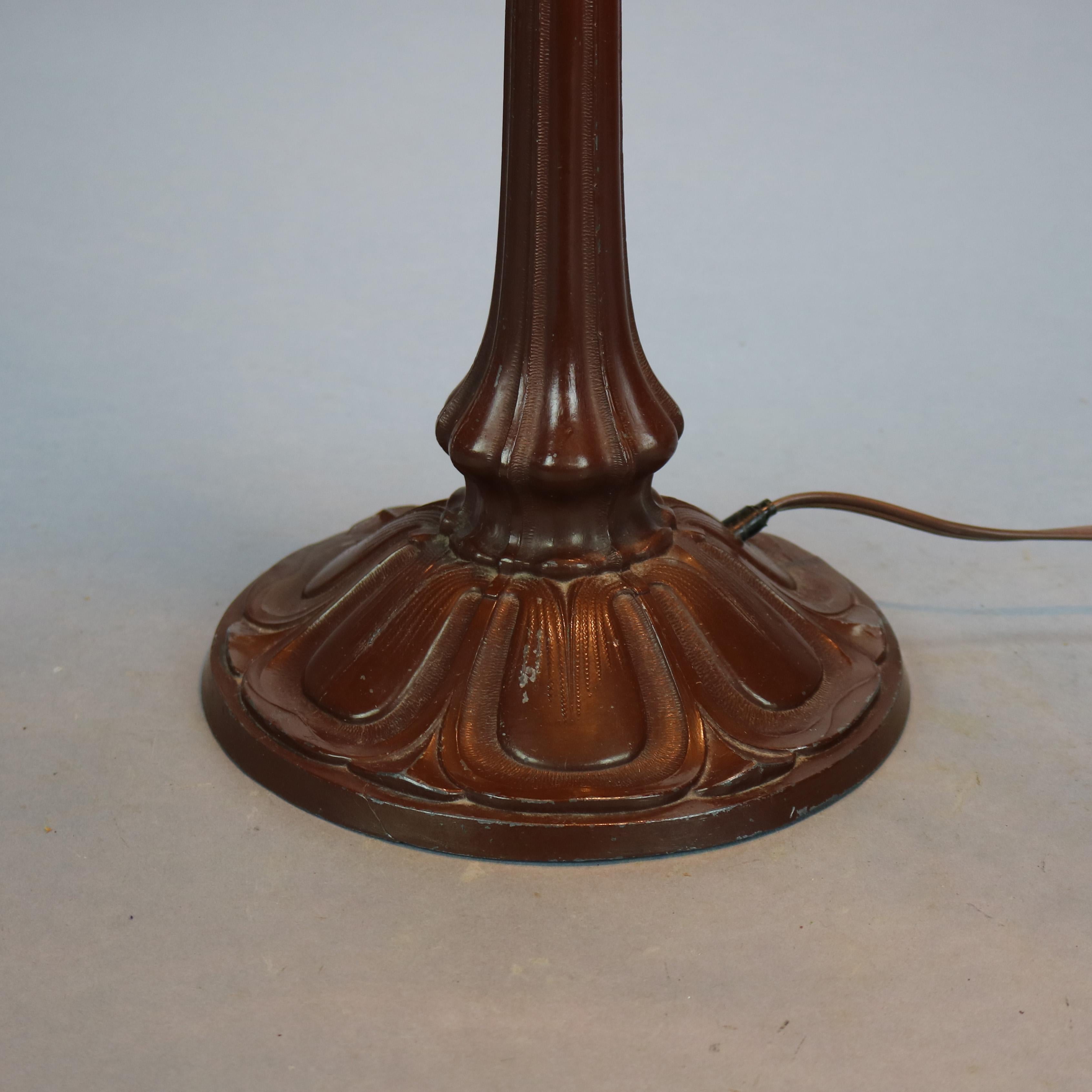 20th Century Antique Art & Crafts Bradly & Hubbard School Slag Glass Lamp, Circa 1910