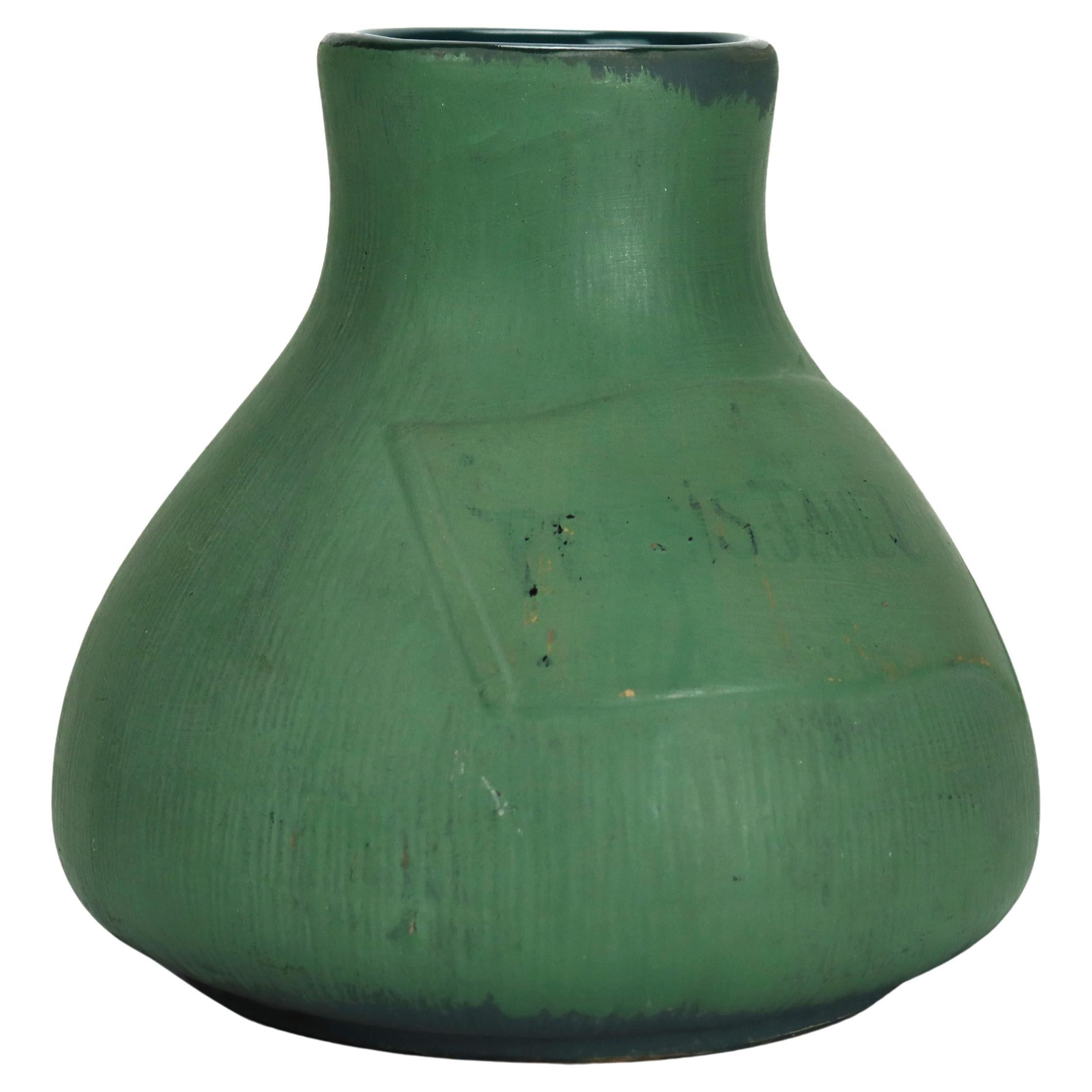 Antique Art &a Crafts Matte Green Bulbous Pottery Vase Signed C1910
Measures - 7