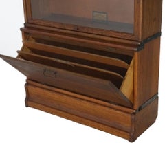 Antique Art & Crafts Mission Oak Globe Wernicke Barrister Bookcase with Filer