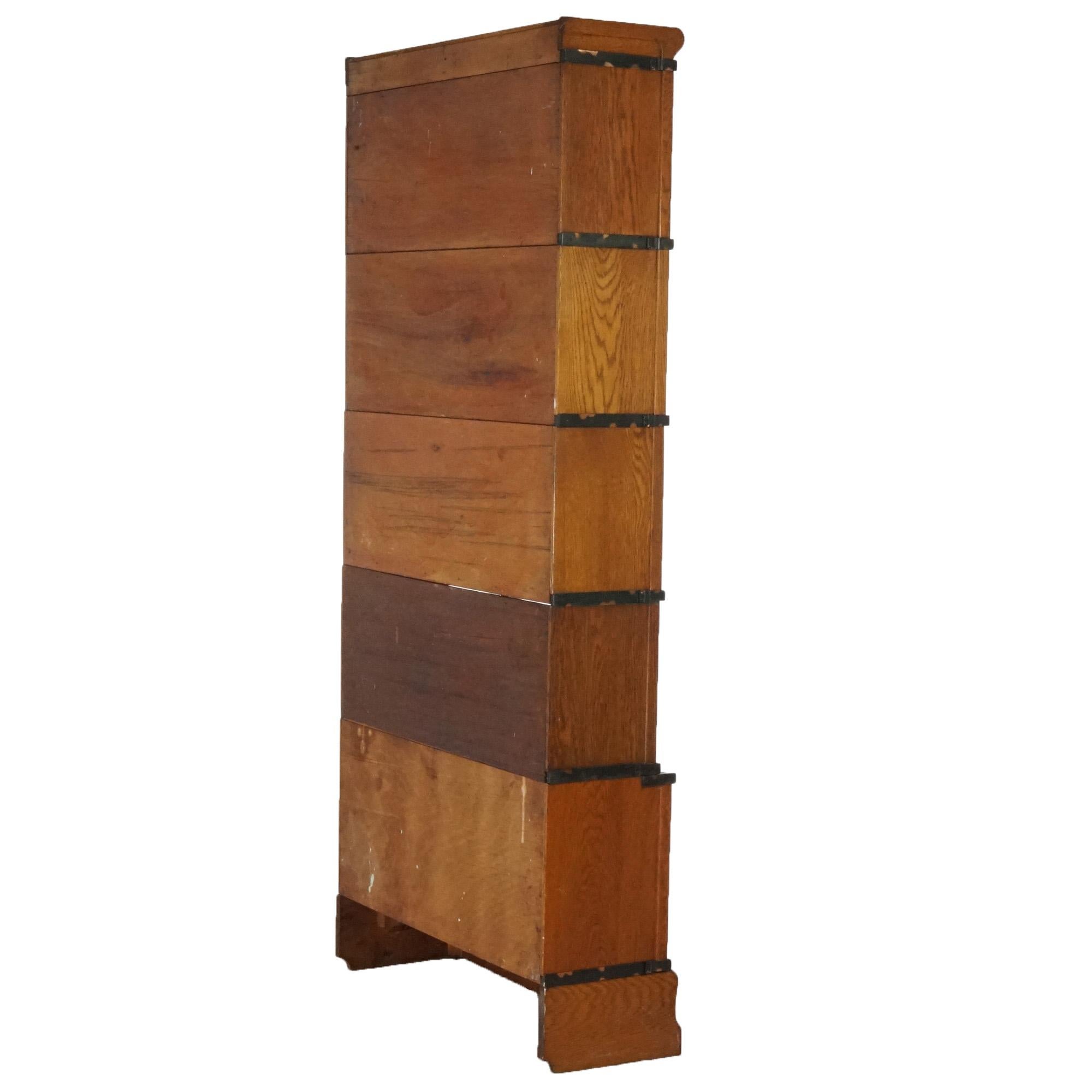 American Antique Art & Crafts Mission Oak Globe Wernicke Barrister Bookcase with Filer
