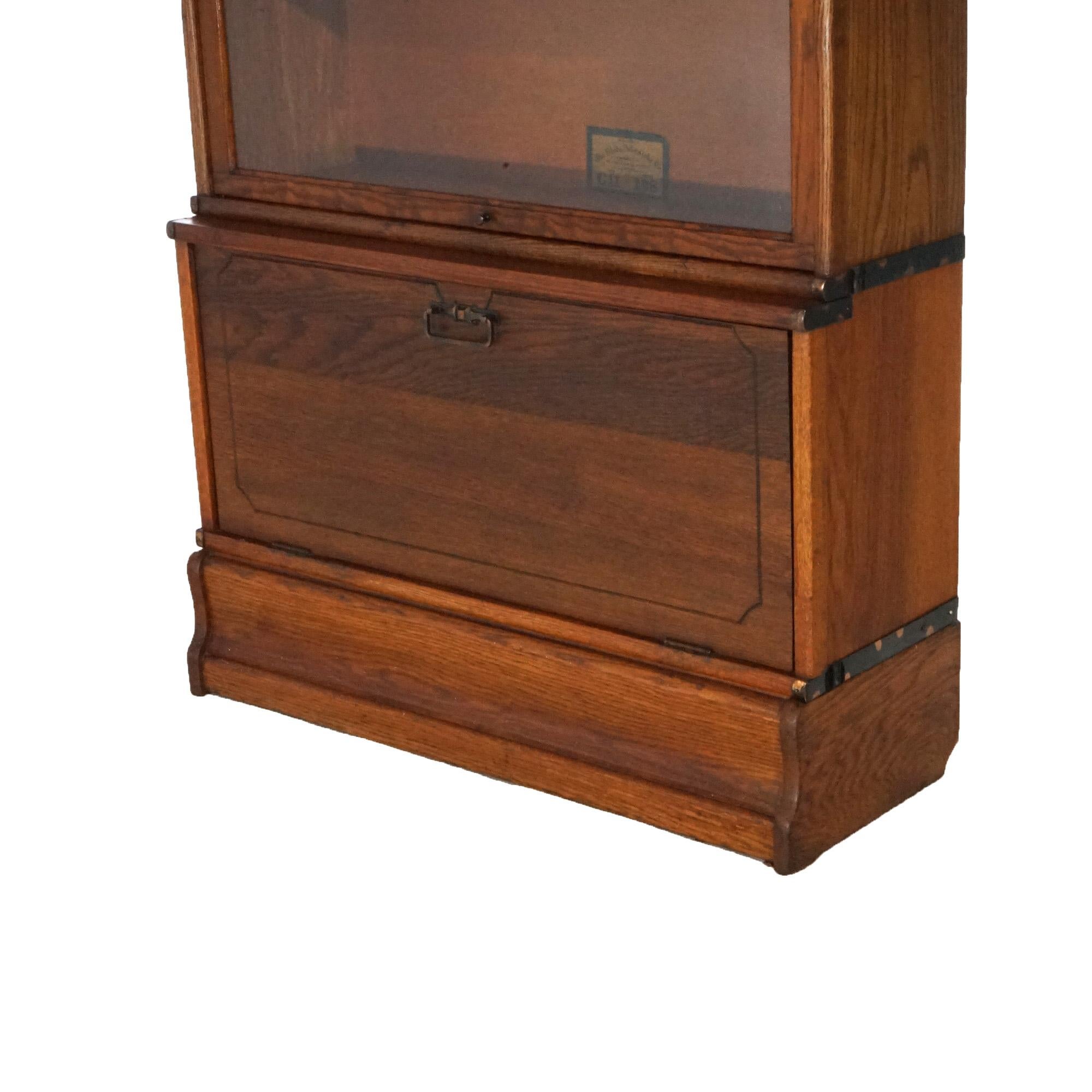 Antique Art & Crafts Mission Oak Globe Wernicke Barrister Bookcase with Filer 2
