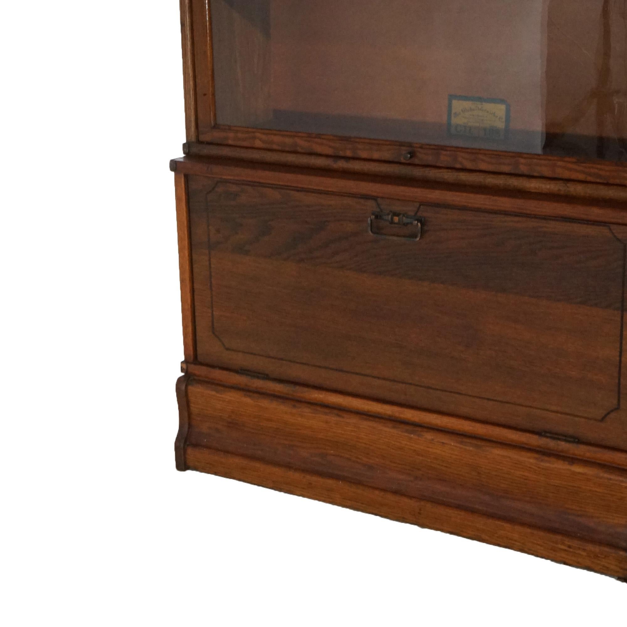 Antique Art & Crafts Mission Oak Globe Wernicke Barrister Bookcase with Filer 2