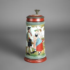 Antique Art & Crafts Scenic Musterschutz Germany Pottery Stein Circa 1900
