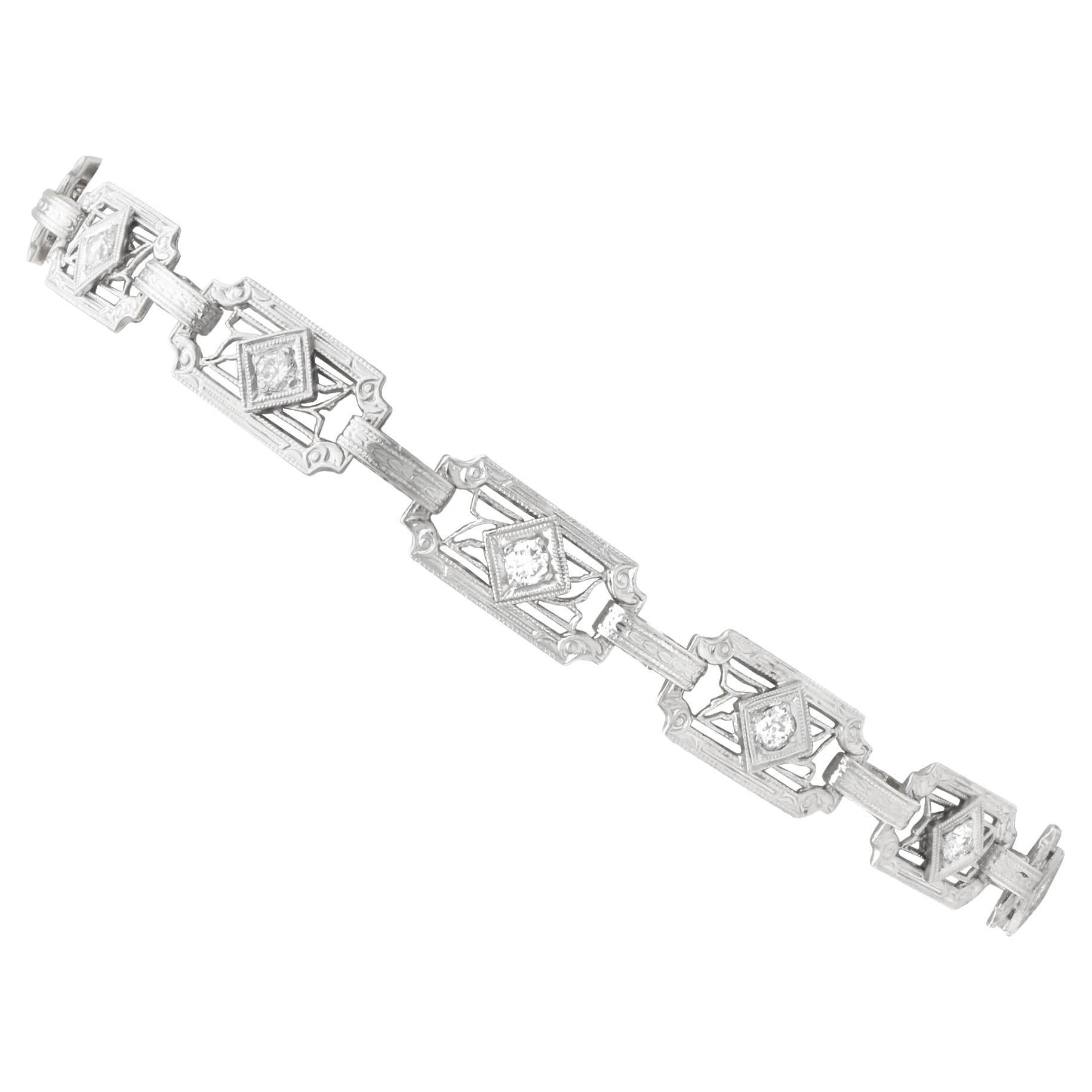 Bracciale antico Art Deco da 0,62 carati con diamanti e oro giallo 12k Circa 1920 in vendita