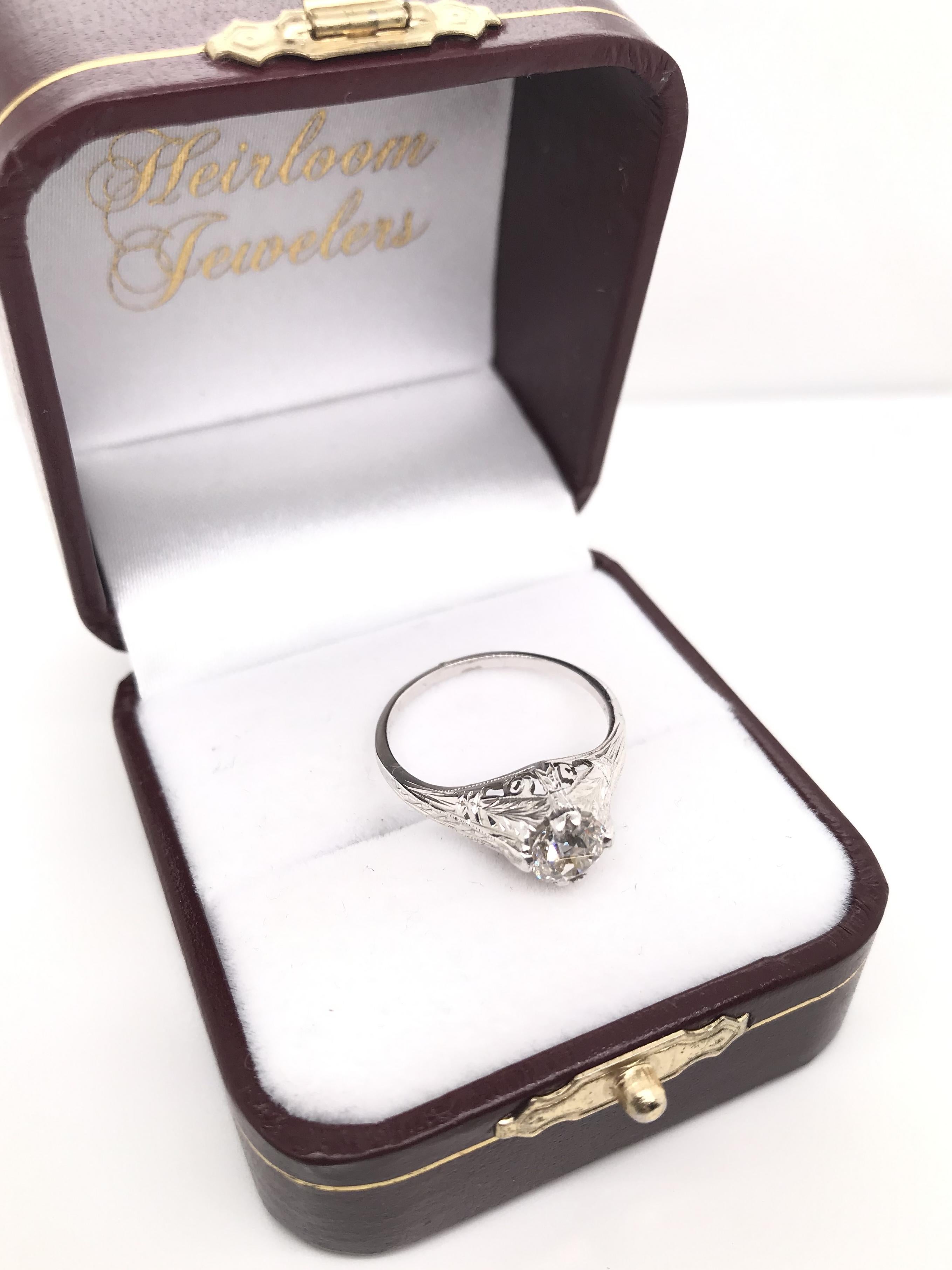 Antique Art Deco 0.71 Carat Diamond Solitaire Ring For Sale 9